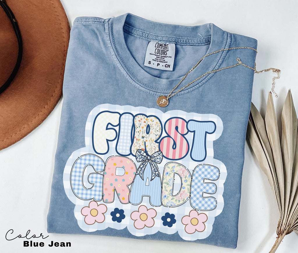 Comfort Colors First Grade Teacher Shirt, Back to School 1st Grade Tee, Teacher Appreciation Gift, Cute Elementary School T-shirt, Coquette