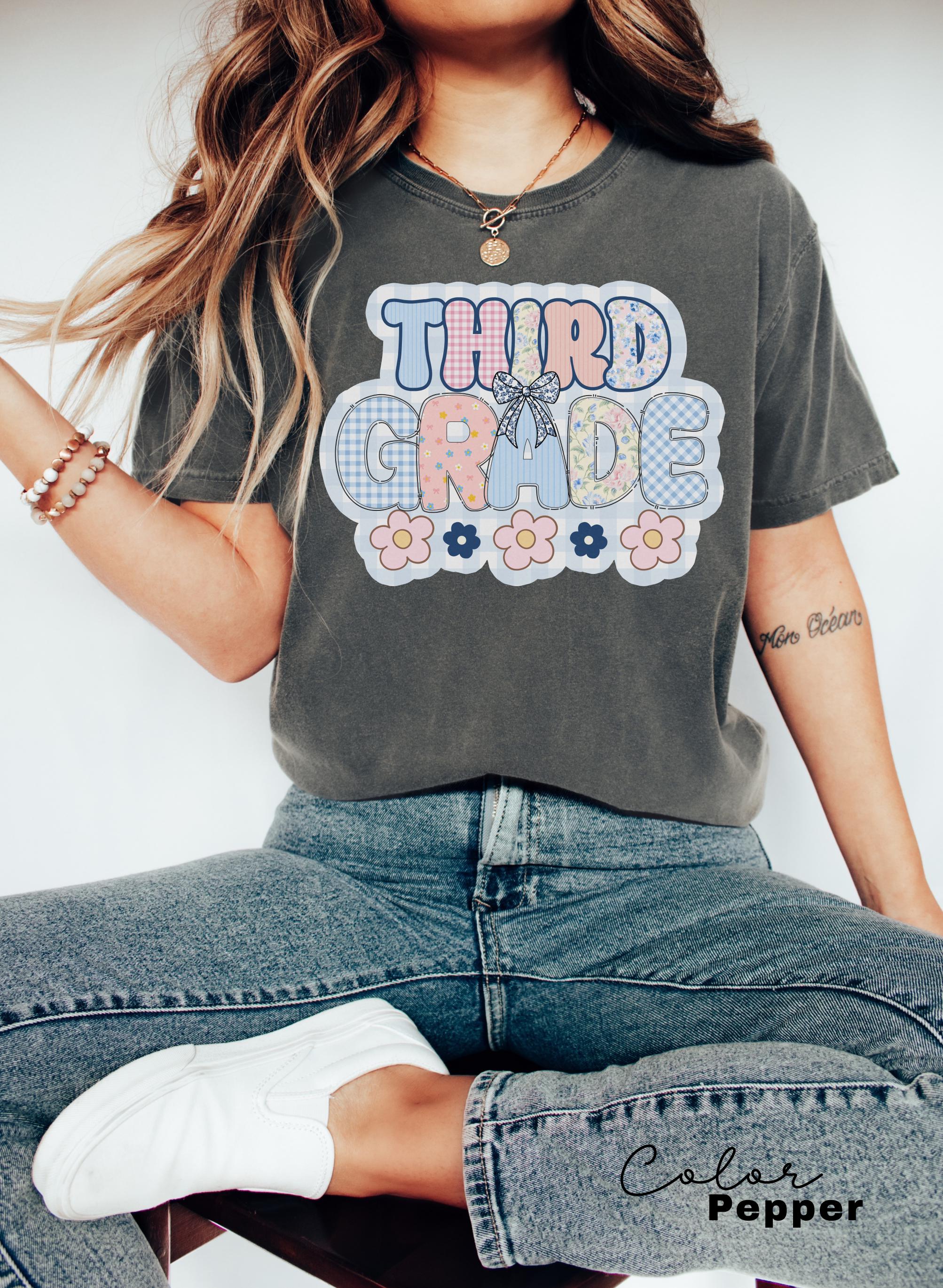 Comfort Colors Third Grade Teacher Shirt, Coquette Bow 3rd Grade Teacher Shirt, Third Grade Teacher Tshirt, Elementary Teacher Crew Group