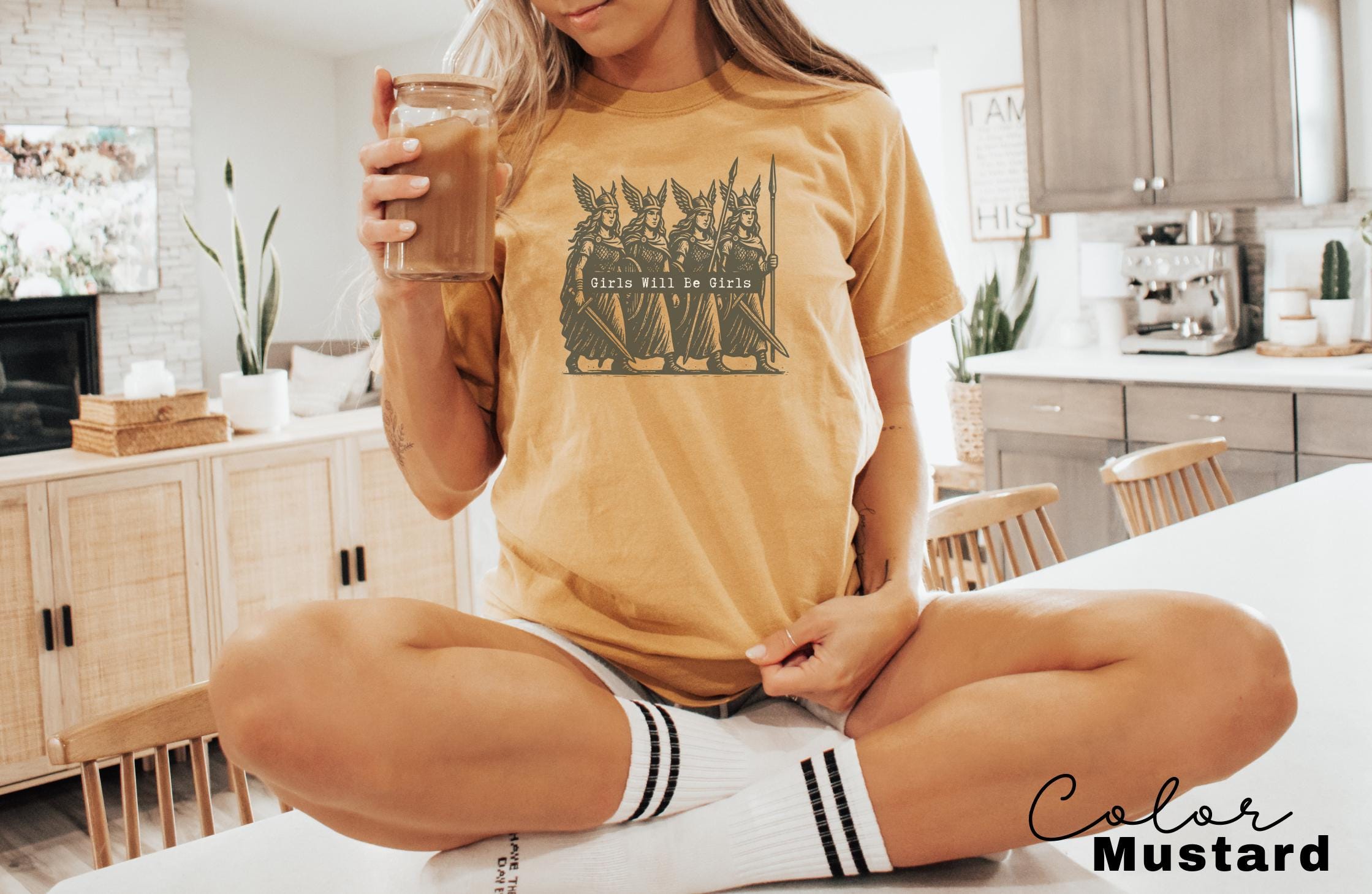 Girls Will Be Girls Valkyrie Shirt, Feminist Shirt, Comfort Colors T-Shirt, Womens Empowerment Shirt, Feminism, Girl Power, Gift for Her