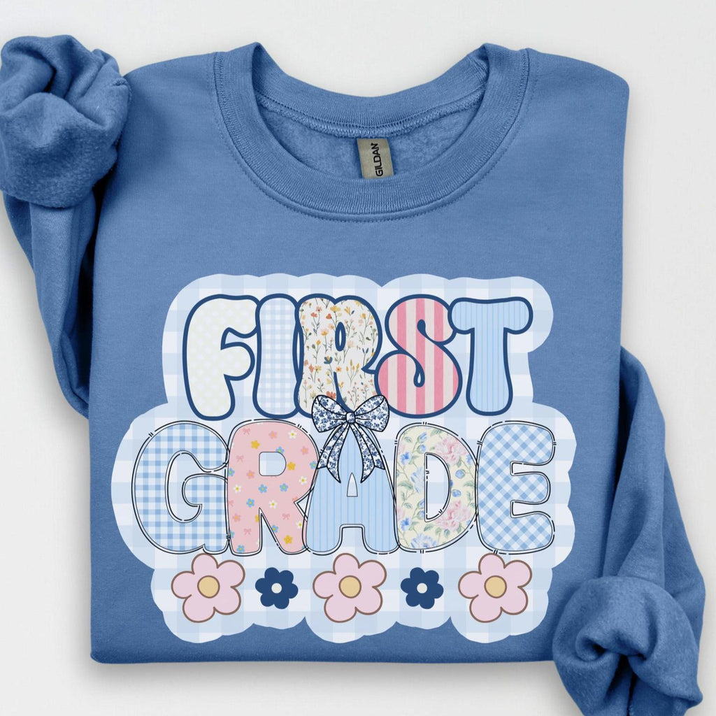 First Grade Teacher Sweatshirt, Back to School 1st Grade , Teacher Appreciation Gift, Cute Elementary School Crewneck, Crew Squad, Coquette