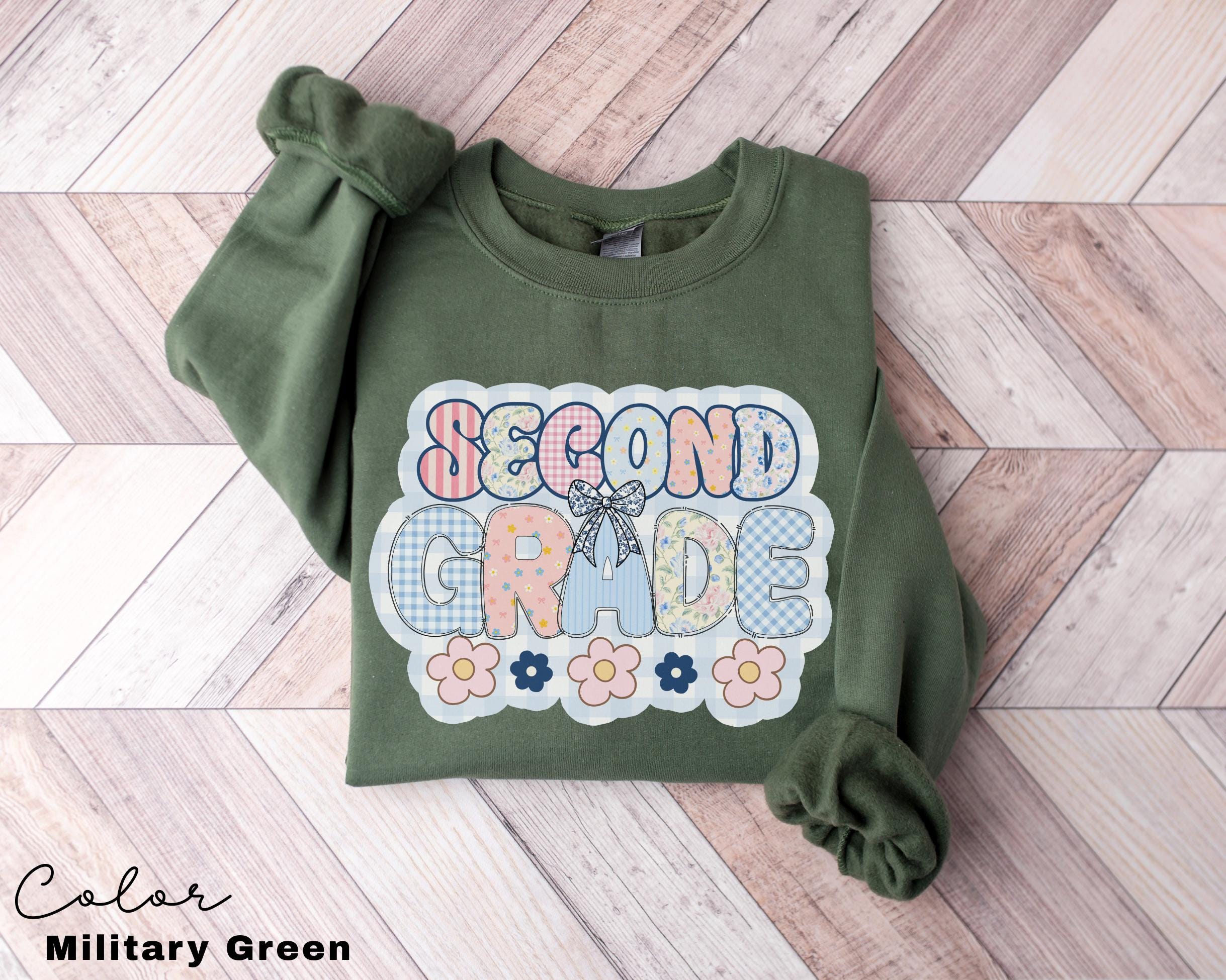 Second Grade Teacher Sweatshirt, Back to School 2nd Grade , Teacher Appreciation Gift, Cute Elementary School Crewneck, Crew Squad, Coquette