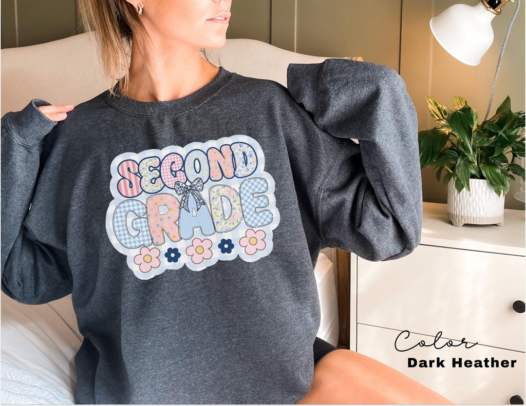 Second Grade Teacher Sweatshirt, Back to School 2nd Grade , Teacher Appreciation Gift, Cute Elementary School Crewneck, Crew Squad, Coquette