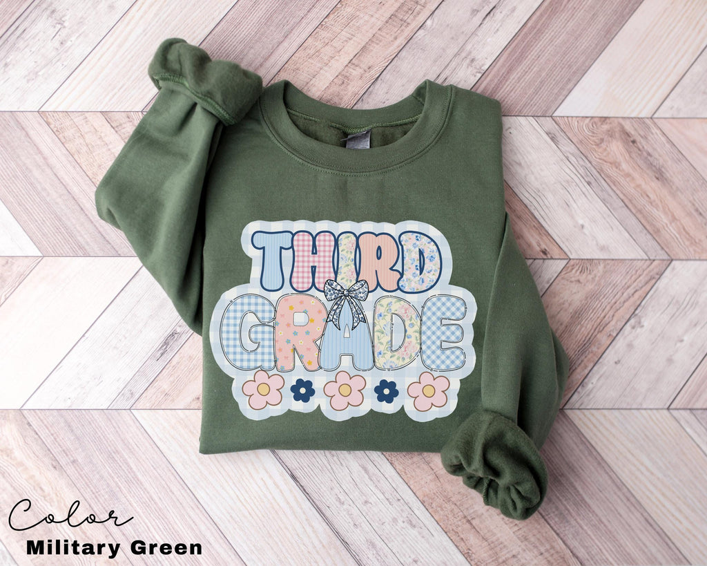 Third Grade Teacher Sweatshirt, Back to School 3rd Grade , Teacher Appreciation Gift, Cute Elementary School Crewneck, Crew Squad, Coquette