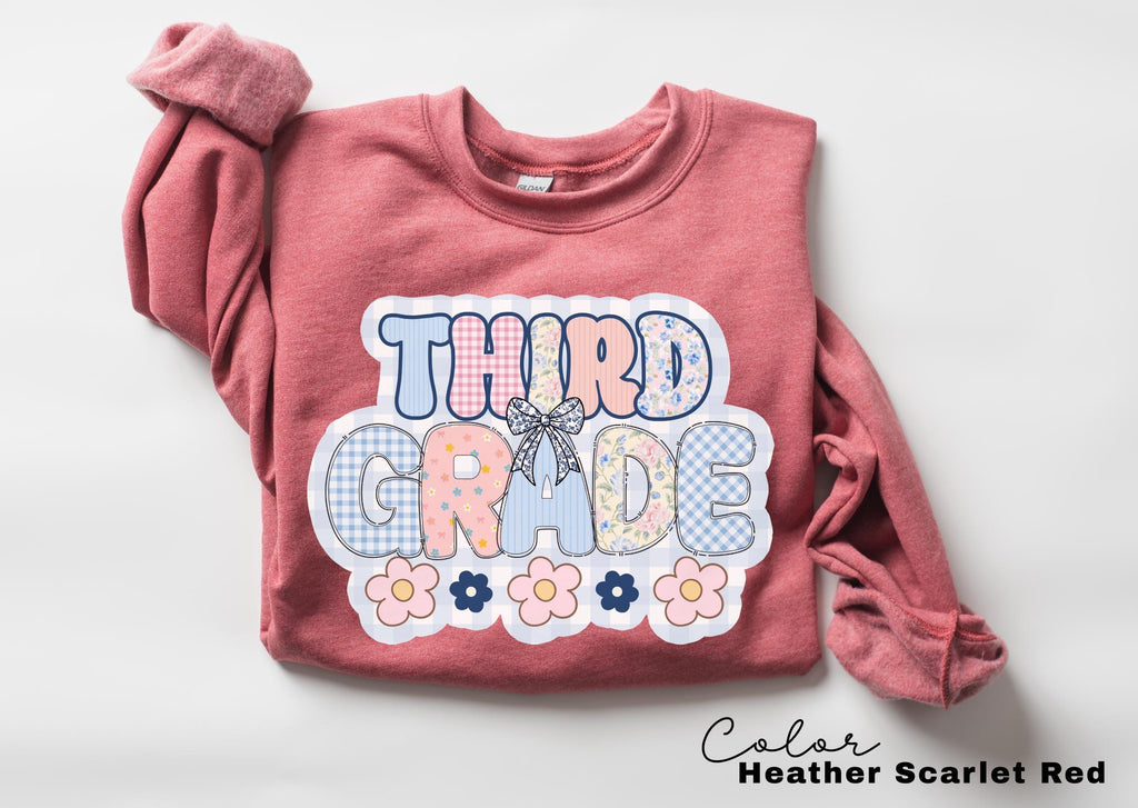 Third Grade Teacher Sweatshirt, Back to School 3rd Grade , Teacher Appreciation Gift, Cute Elementary School Crewneck, Crew Squad, Coquette