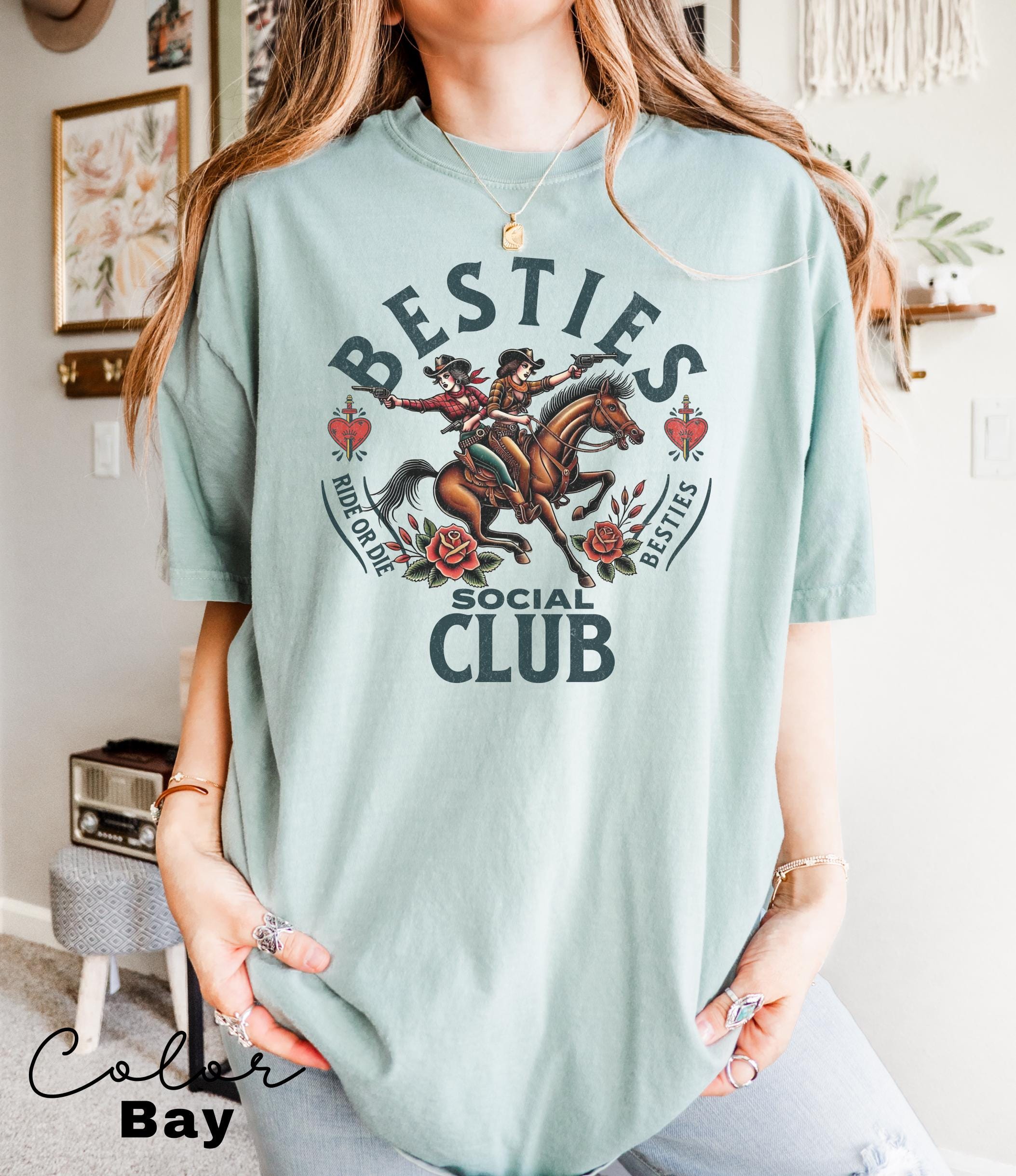 Best Friends Shirt, Besties Social Club, Comfort Colors, Birthday Gift, Friendship, BFF shirt, Bachelorette, Party T-Shirt, Cowgirl Tee