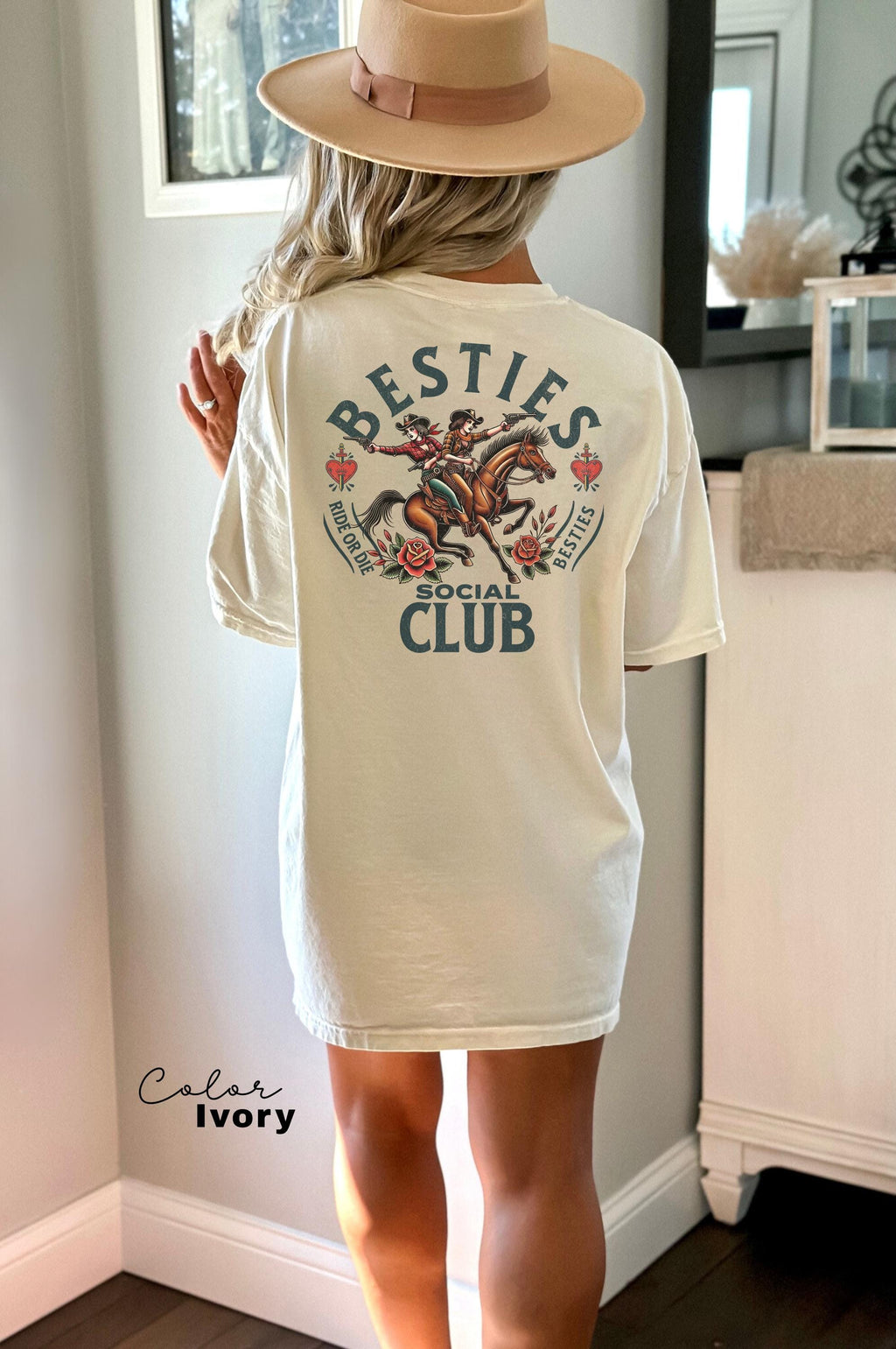 Best Friends Shirt, Besties Social Club, Comfort Colors, Birthday Gift, Back Print, BFF shirt, Bachelorette, Party T-Shirt, Cowgirl Tee