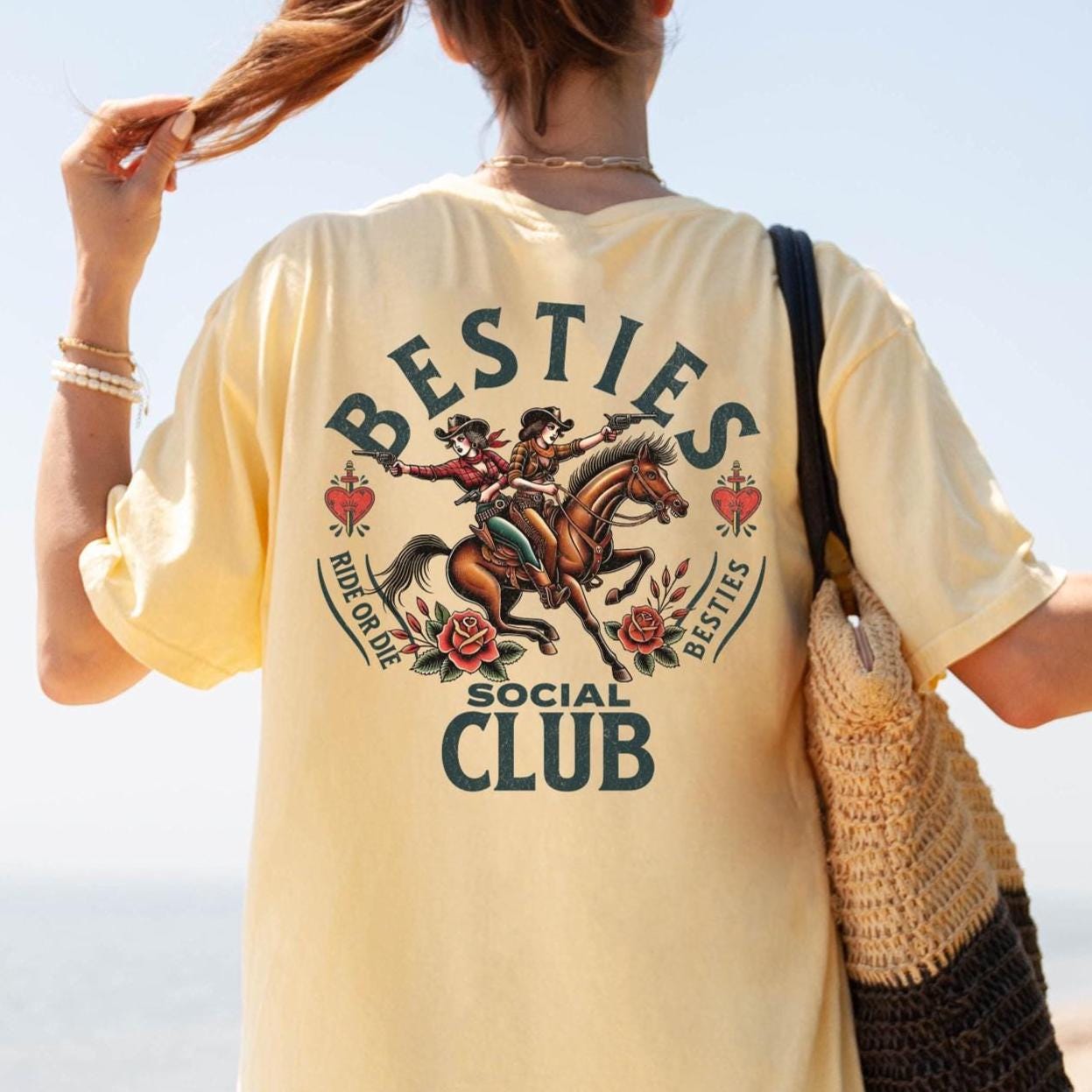 Best Friends Shirt, Besties Social Club, Comfort Colors, Birthday Gift, Back Print, BFF shirt, Bachelorette, Party T-Shirt, Cowgirl Tee