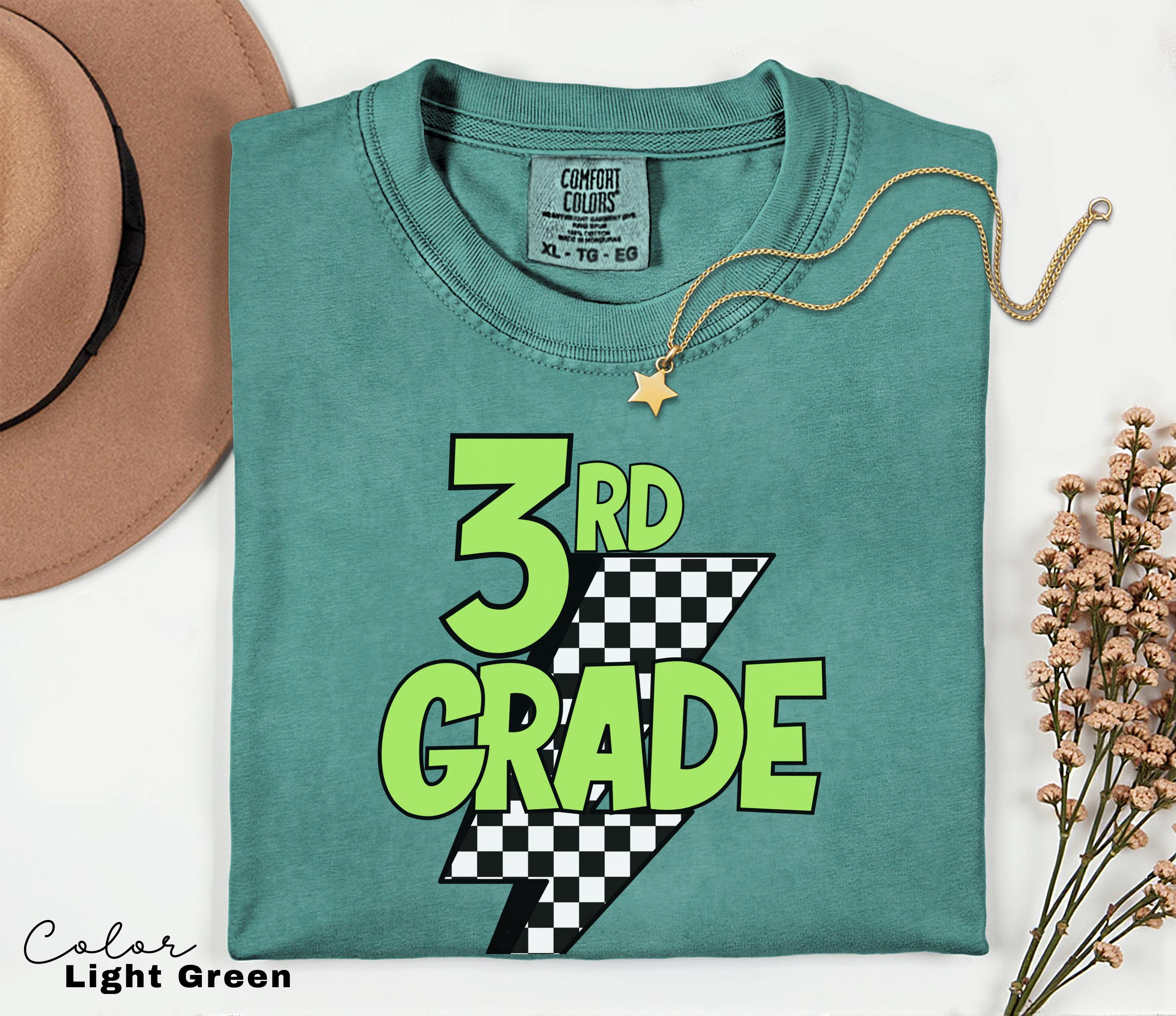 Comfort Colors Retro Third Grade Teacher Shirt, Back to School 3rd Grade Tee, Teacher Appreciation Gift, Teacher Group, Neon Checkered Shirt