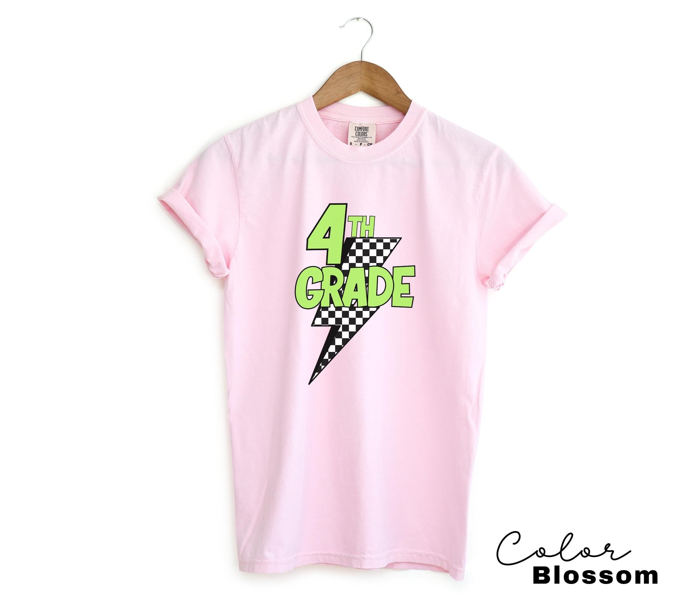 Comfort Colors Retro Fourth Grade Teacher Shirt, Back to School 4th Grade, Teacher Appreciation Gift, Teacher Group, Neon Checkered Shirt
