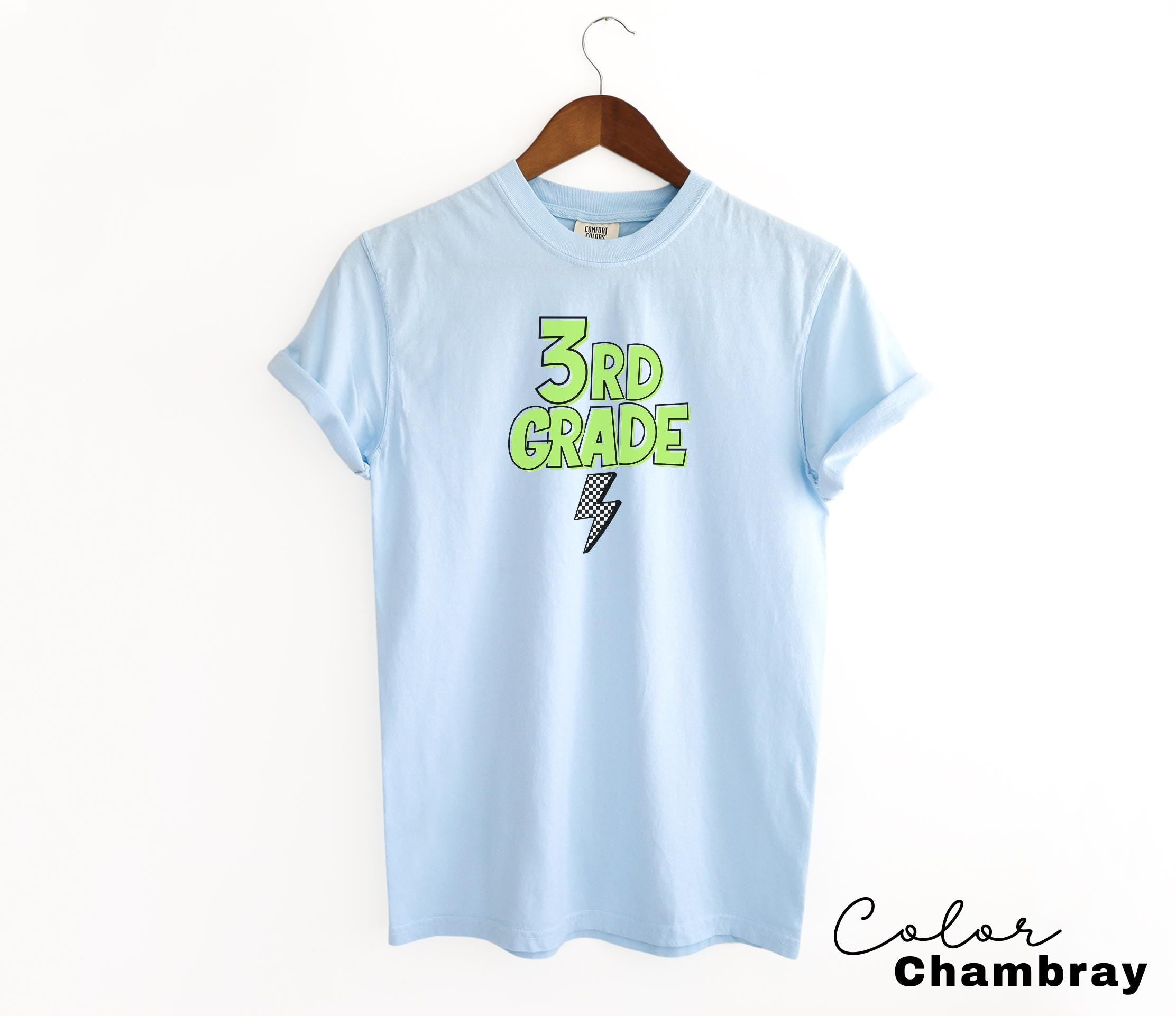 Comfort Colors Retro Third Grade Teacher Shirt, Back to School 3rd Grade Tee, Teacher Appreciation Gift, Teacher Group, Neon Checkered Shirt