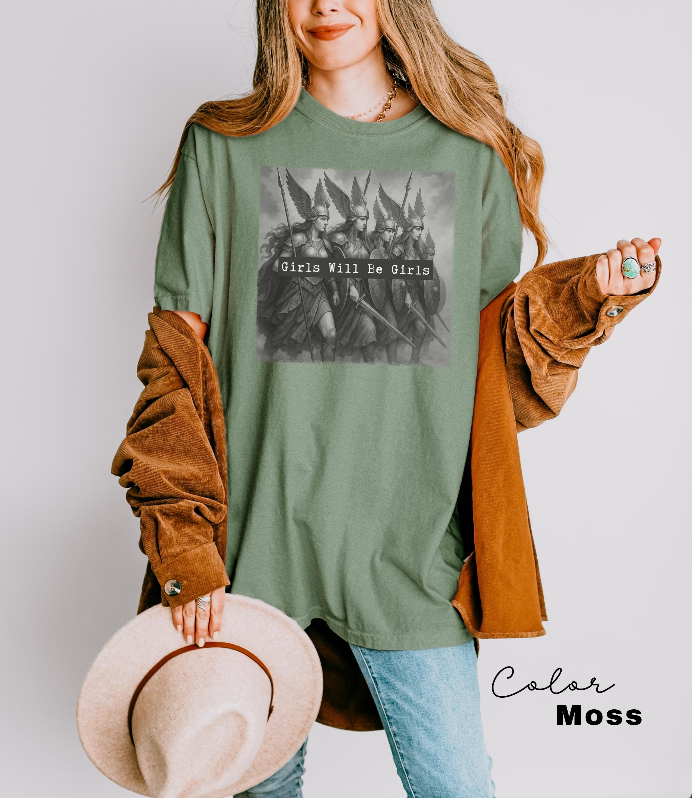 Girls Will Be Girls Valkyrie Shirt, Comfort Colors, Retro Dark Academia, Strong Women, Women's Empowerment Shirt, Feminism, Gift for Her, O