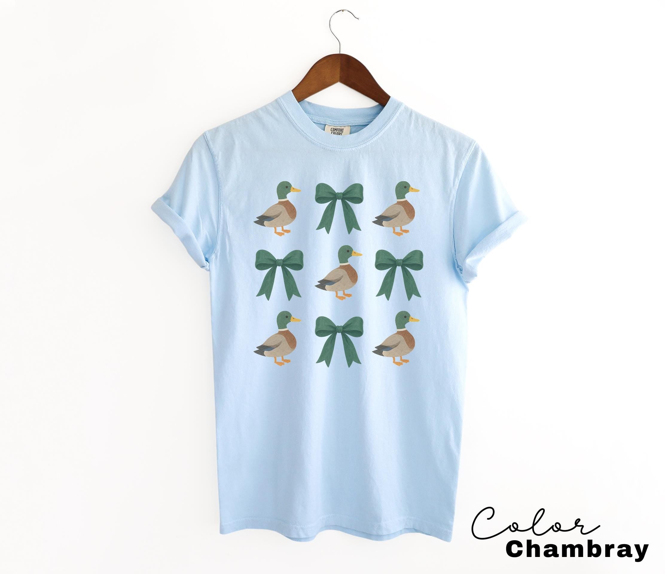 Coquette Duck Shirt, Mallard Duck Bow Shirt, Comfort Colors Tee, Cottagecore Duck Shirt, Goose T-shirt, Farmgirl Shirt, Bow T-shirt,
