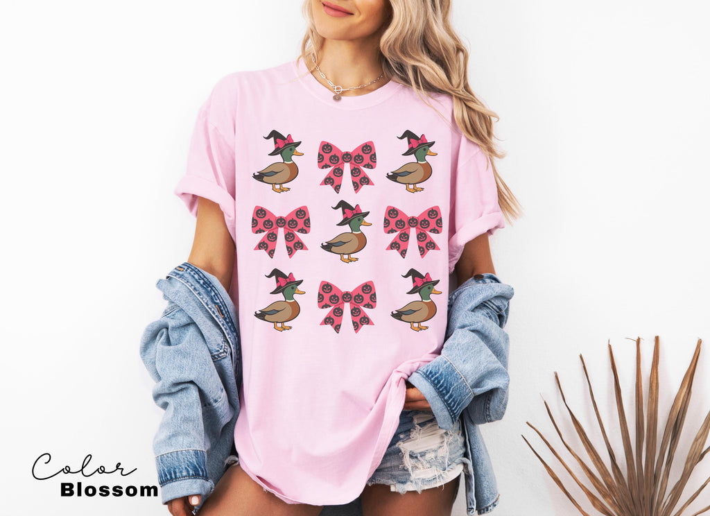 Halloween Coquette Duck Shirt, Mallard Duck, Comfort Colors Tee, Pink Bow Shirt, Witchy Tee, Cottagecore Shirt, Cute Trendy,