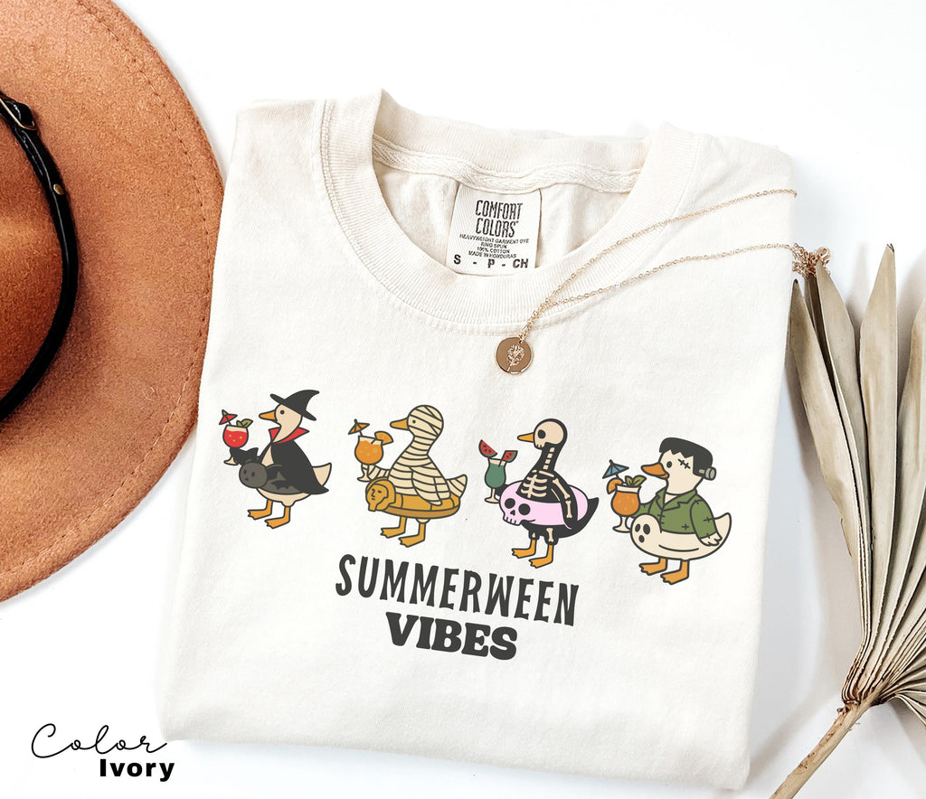Halloween Summer Shirt, Summerween Beach Shirt, Summerween Vibes, Halloween Goose, Spooky Season, Comfort Colors Summer Shirt