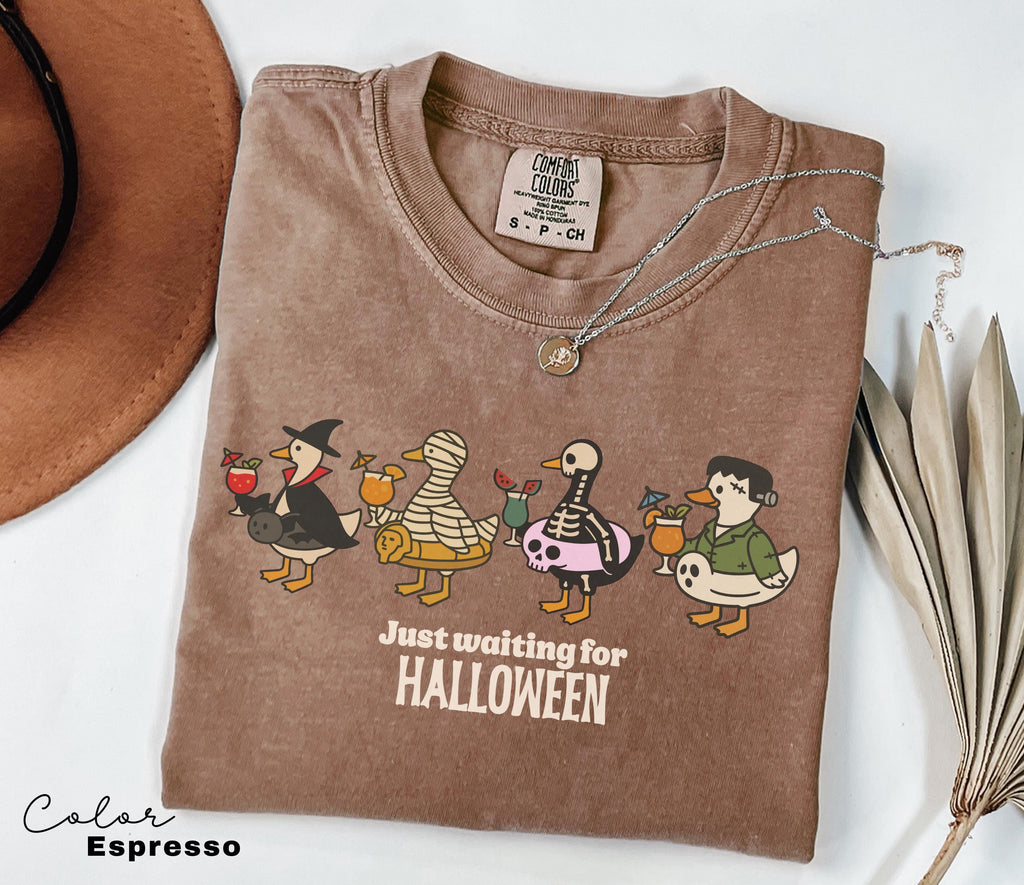 Halloween Summer Shirt, Summerween Beach Shirt, Just Waiting for Halloween, Halloween Goose, Spooky Season, Comfort Colors Summer Shirt