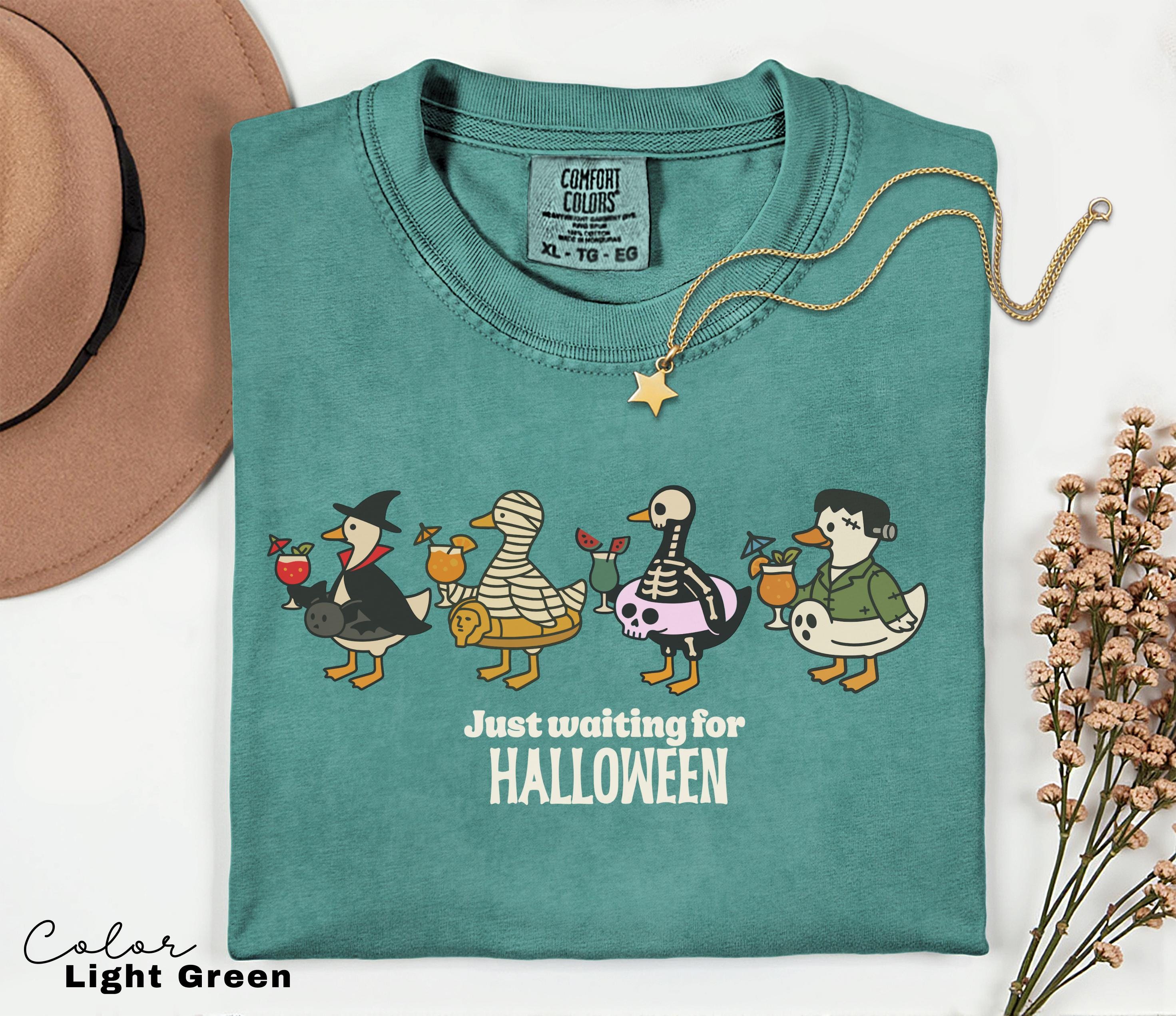 Halloween Summer Shirt, Summerween Beach Shirt, Just Waiting for Halloween, Halloween Goose, Spooky Season, Comfort Colors Summer Shirt
