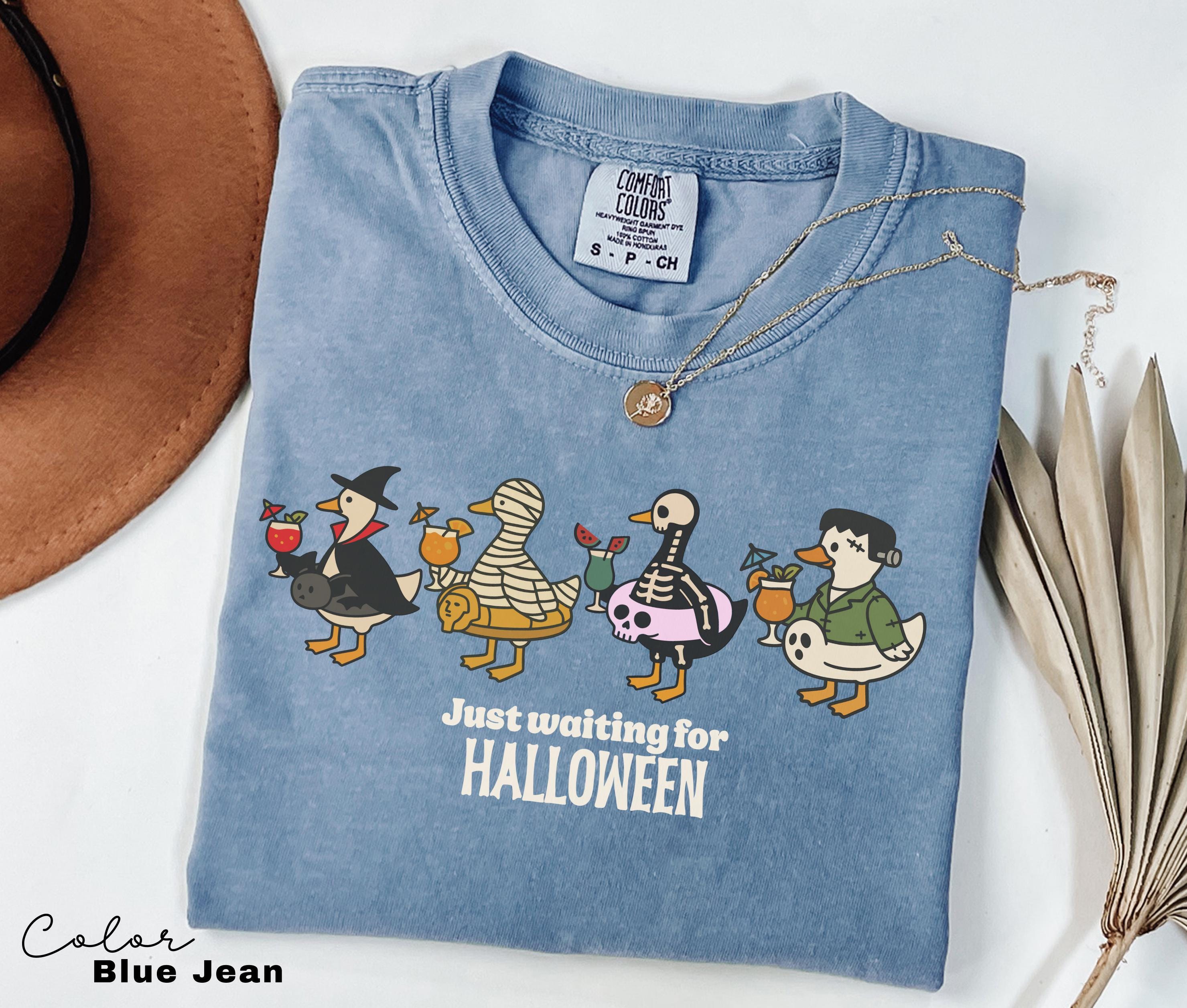 Halloween Summer Shirt, Summerween Beach Shirt, Just Waiting for Halloween, Halloween Goose, Spooky Season, Comfort Colors Summer Shirt