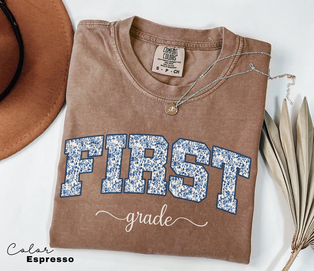 Comfort Colors First Grade Teacher Shirt, Floral Teacher Shirt, First Grade Teacher Team, 1st Grade Teacher Shirt, First Grade Crew Squad