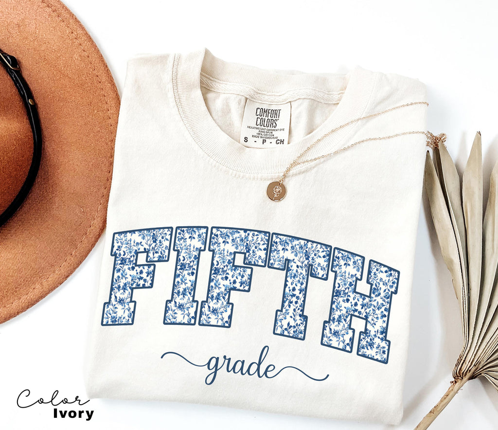 Comfort Colors Fifth Grade Teacher Shirt, Floral Teacher Shirt, Fifth Grade Teacher Team, 5th Grade Teacher Shirt, Fifth Grade Crew Squad