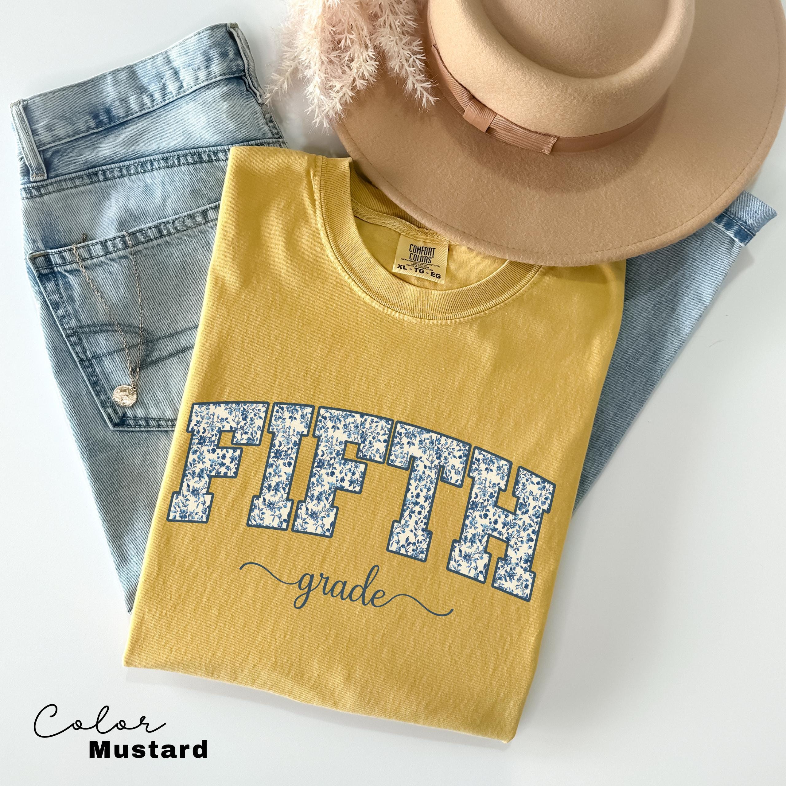 Comfort Colors Fifth Grade Teacher Shirt, Floral Teacher Shirt, Fifth Grade Teacher Team, 5th Grade Teacher Shirt, Fifth Grade Crew Squad