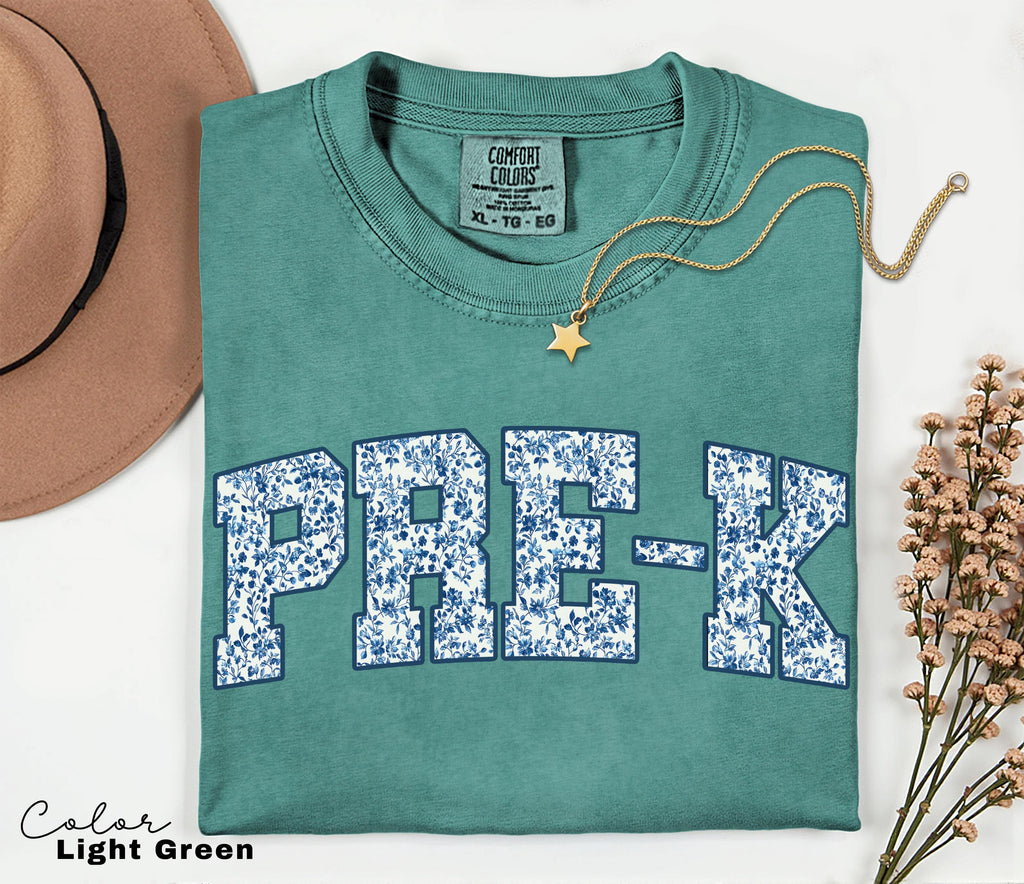 Comfort Colors Pre-K Teacher Shirt, Floral Teacher Shirt, Preschool Crew, PreK Teacher Shirt, Pre-K Teacher Team Shirts, Pre K T-Shirt