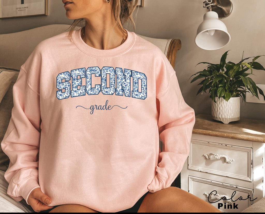 Second Grade Teacher Sweatshirt, Back to School 2nd Grade, Floral Teacher Appreciation Gift, Cute Elementary School Crewneck, Crew Squad,