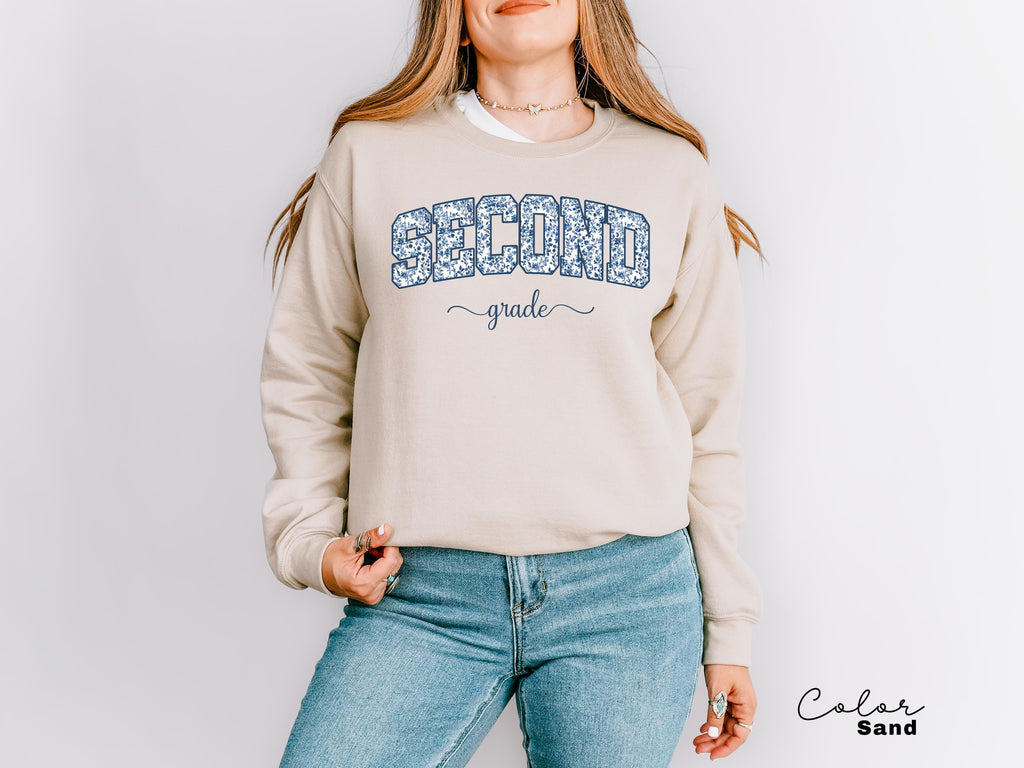 Second Grade Teacher Sweatshirt, Back to School 2nd Grade, Floral Teacher Appreciation Gift, Cute Elementary School Crewneck, Crew Squad,