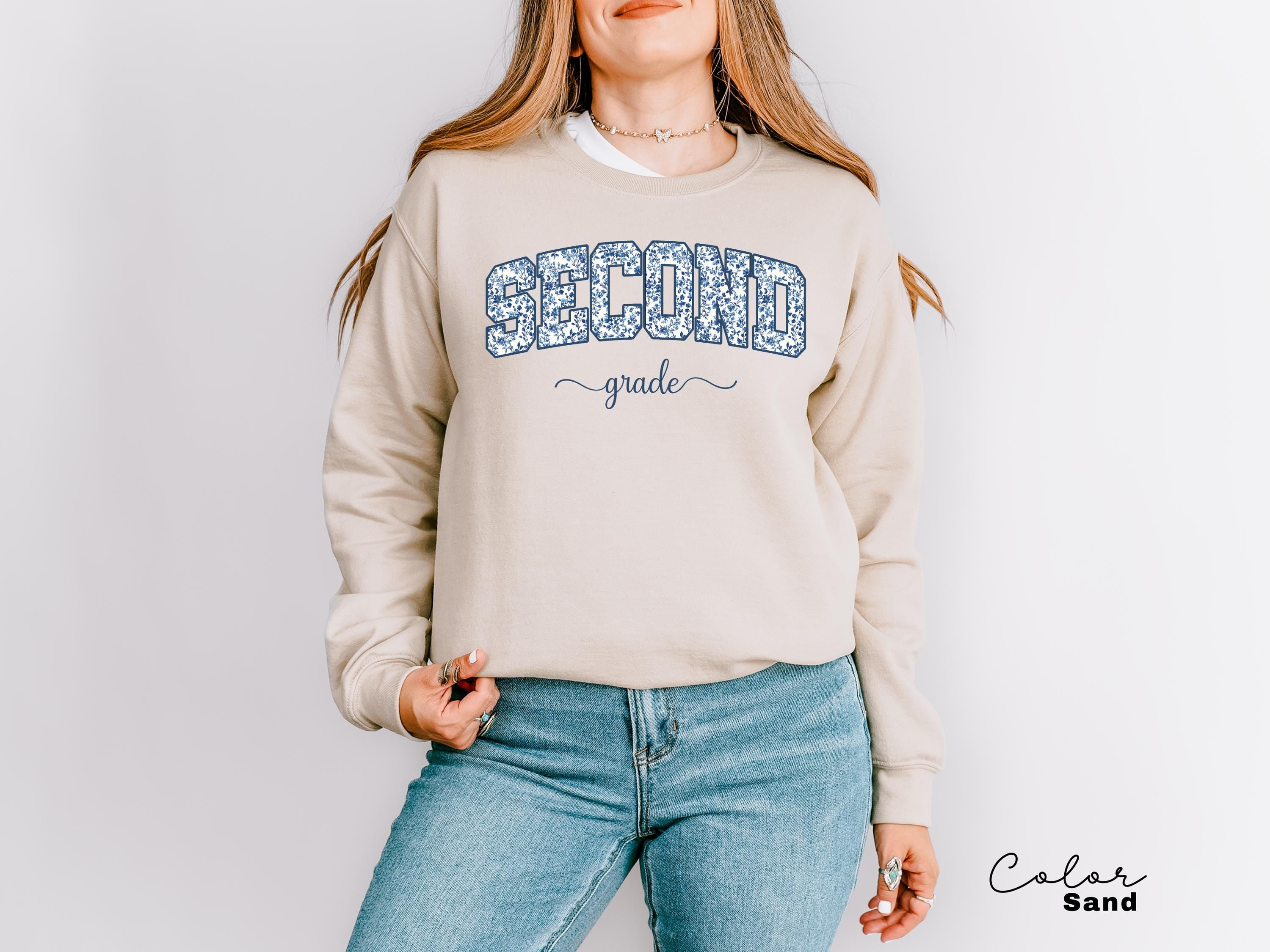 Second Grade Teacher Sweatshirt, Back to School 2nd Grade, Floral Teacher Appreciation Gift, Cute Elementary School Crewneck, Crew Squad,
