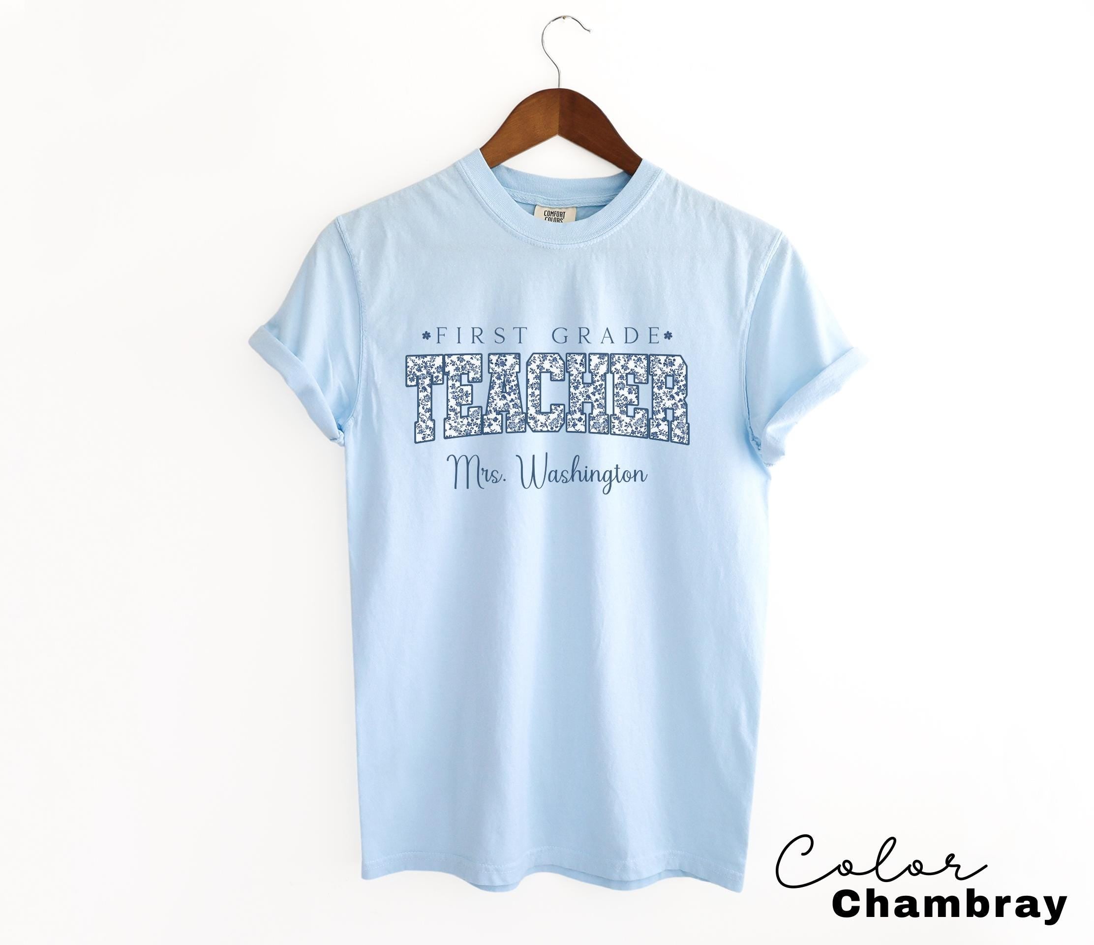 Custom Teacher Shirt, First Grade Teacher, Teacher Name Shirt, 1st Grade Teacher Shirt, First Grade Crew Squad, Floral Teacher T-shirt