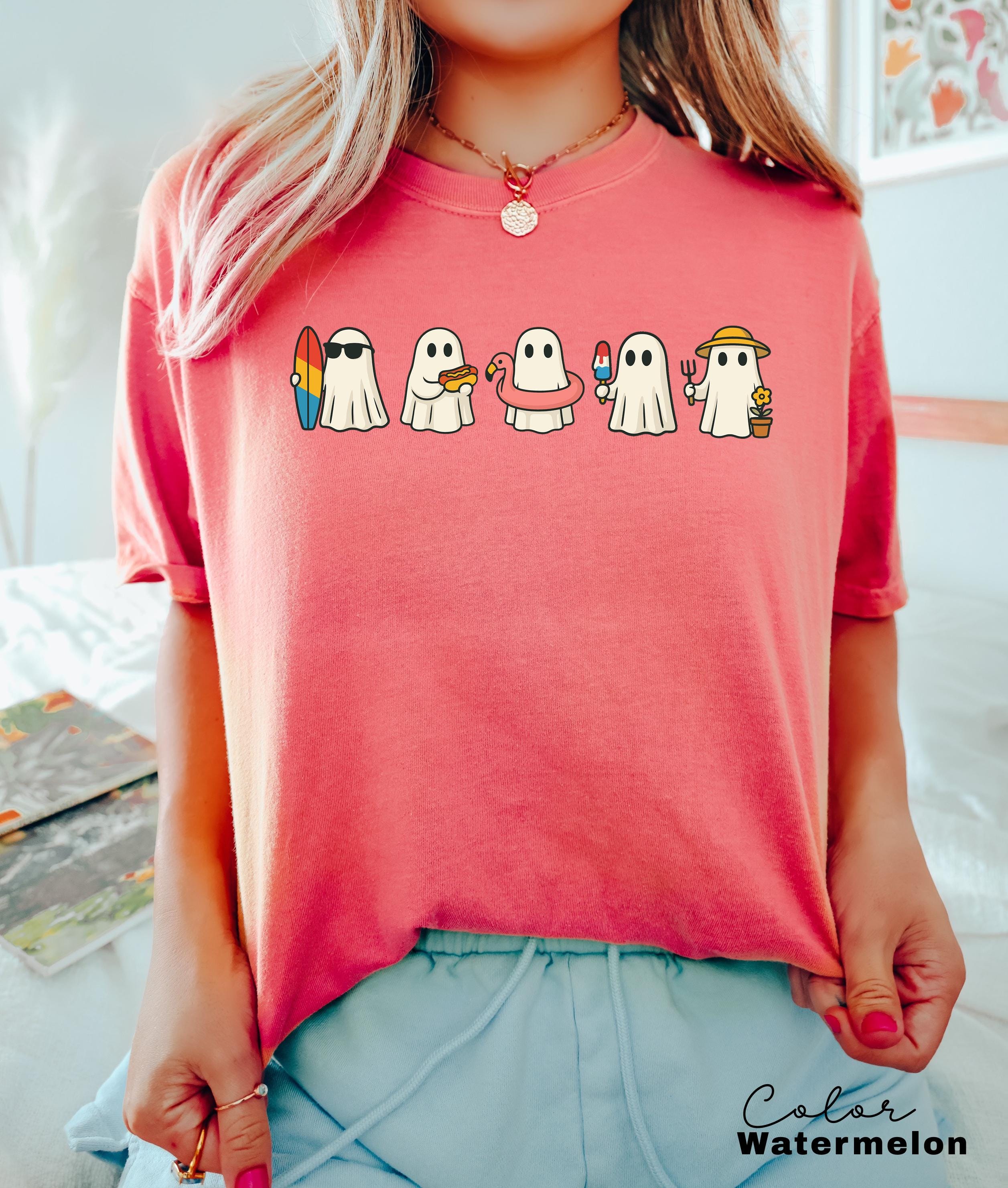 Halloween Summer Shirt, Ghost Beach Shirt, Summerween, Comfort Colors Halloween Tshirts, Spooky Season, Halloween Summer, Oversized Tee