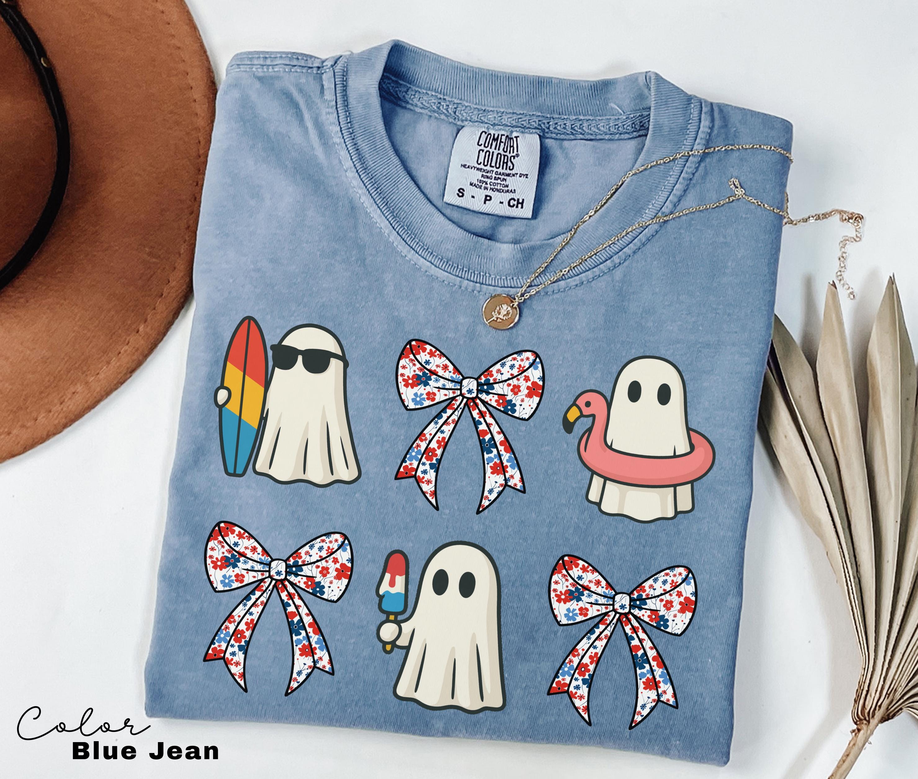 Halloween Summer Bow Shirt, Ghost Beach Bow Shirt, Summerween, Comfort Colors Halloween Tshirts, Spooky Season, Halloween Summer, Coquette