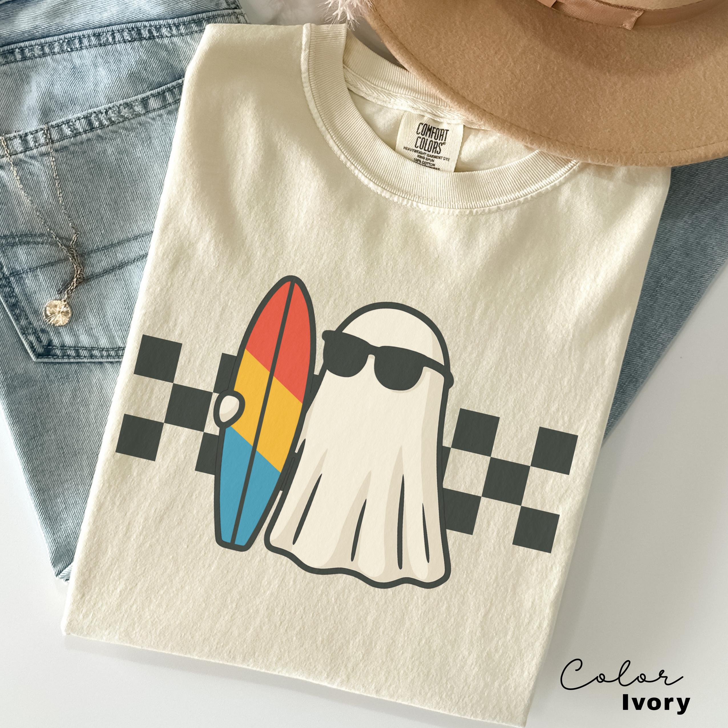 Halloween Summer Shirt, Surfer Ghost, Ghost Beach Shirt, Summerween, Comfort Colors Halloween Tshirts, Spooky Season, Halloween Summer,