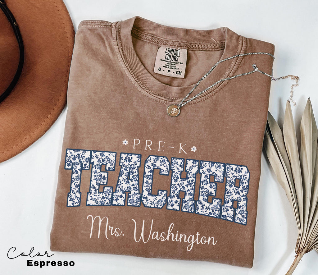 Custom Teacher Shirt, Pre-K Teacher, Teacher Name Shirt, Pre-K Teacher Shirt, Pre-K Crew Squad, Floral Teacher T-shirt