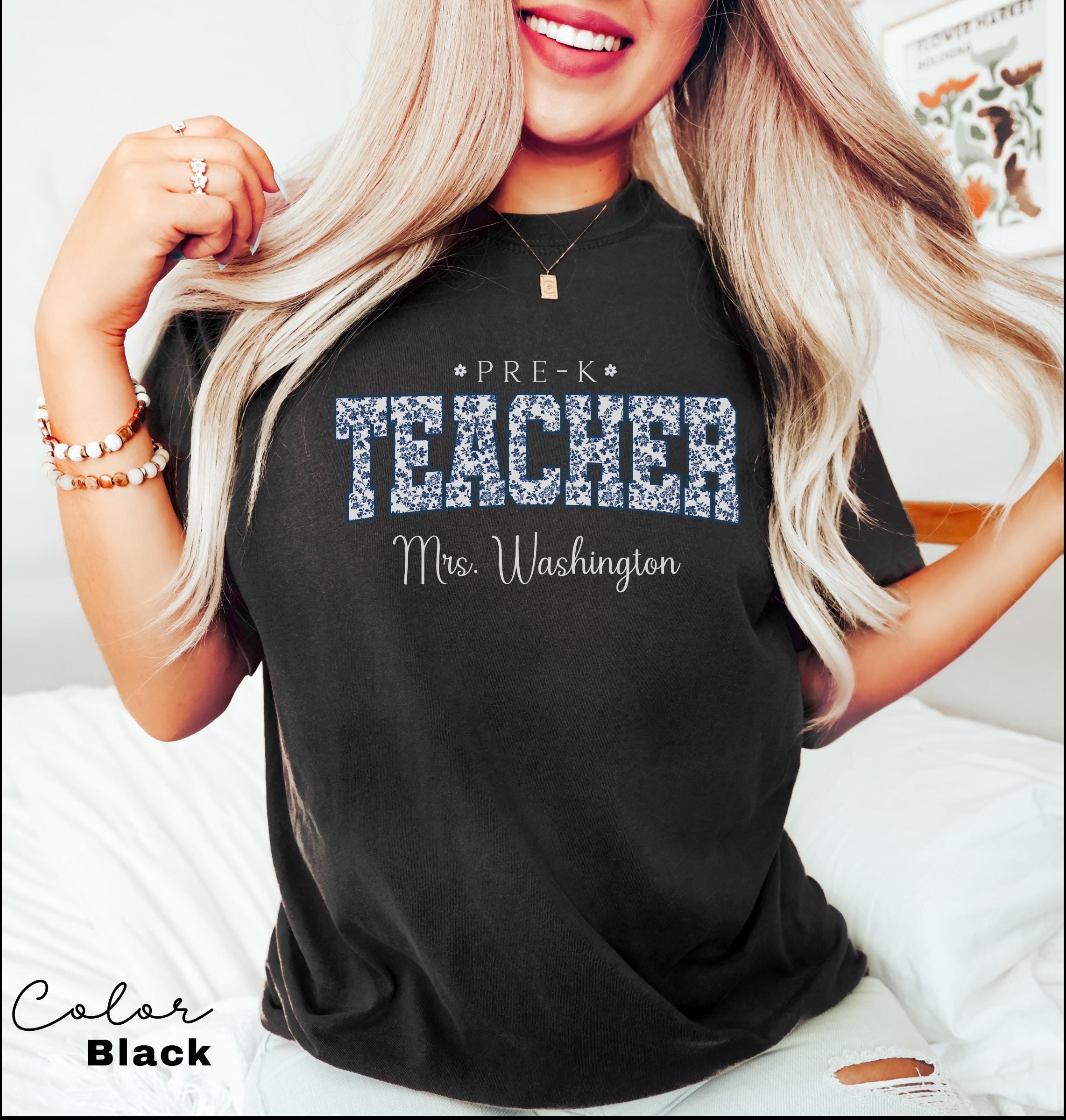 Custom Teacher Shirt, Pre-K Teacher, Teacher Name Shirt, Pre-K Teacher Shirt, Pre-K Crew Squad, Floral Teacher T-shirt