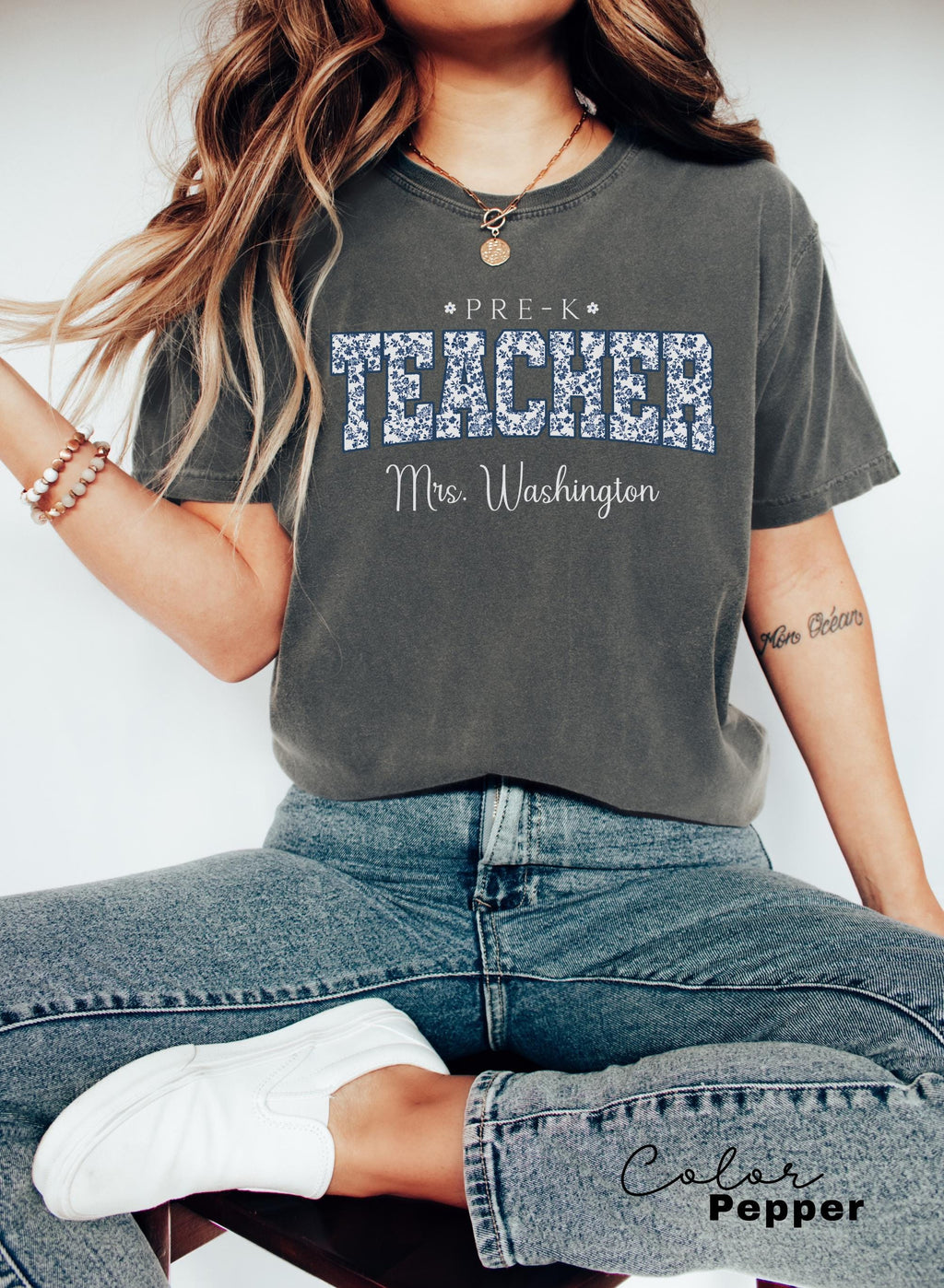 Custom Teacher Shirt, Pre-K Teacher, Teacher Name Shirt, Pre-K Teacher Shirt, Pre-K Crew Squad, Floral Teacher T-shirt