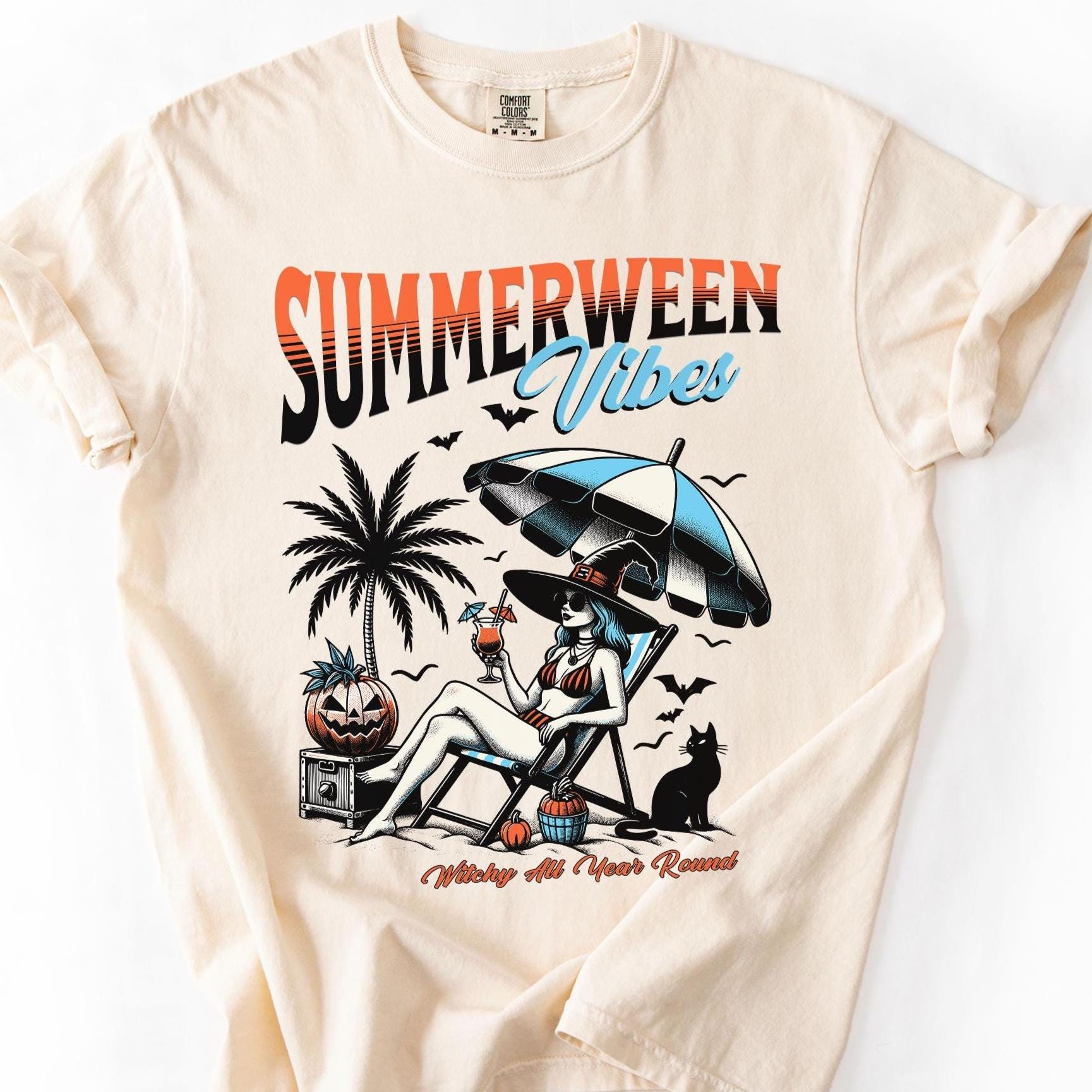 Summerween Vibes Shirt, Halloween Summer Shirt, Horror Night Shirt Spooky Shirt, Summer Vacation Shirt, Halloween Gift, Comfort Colors