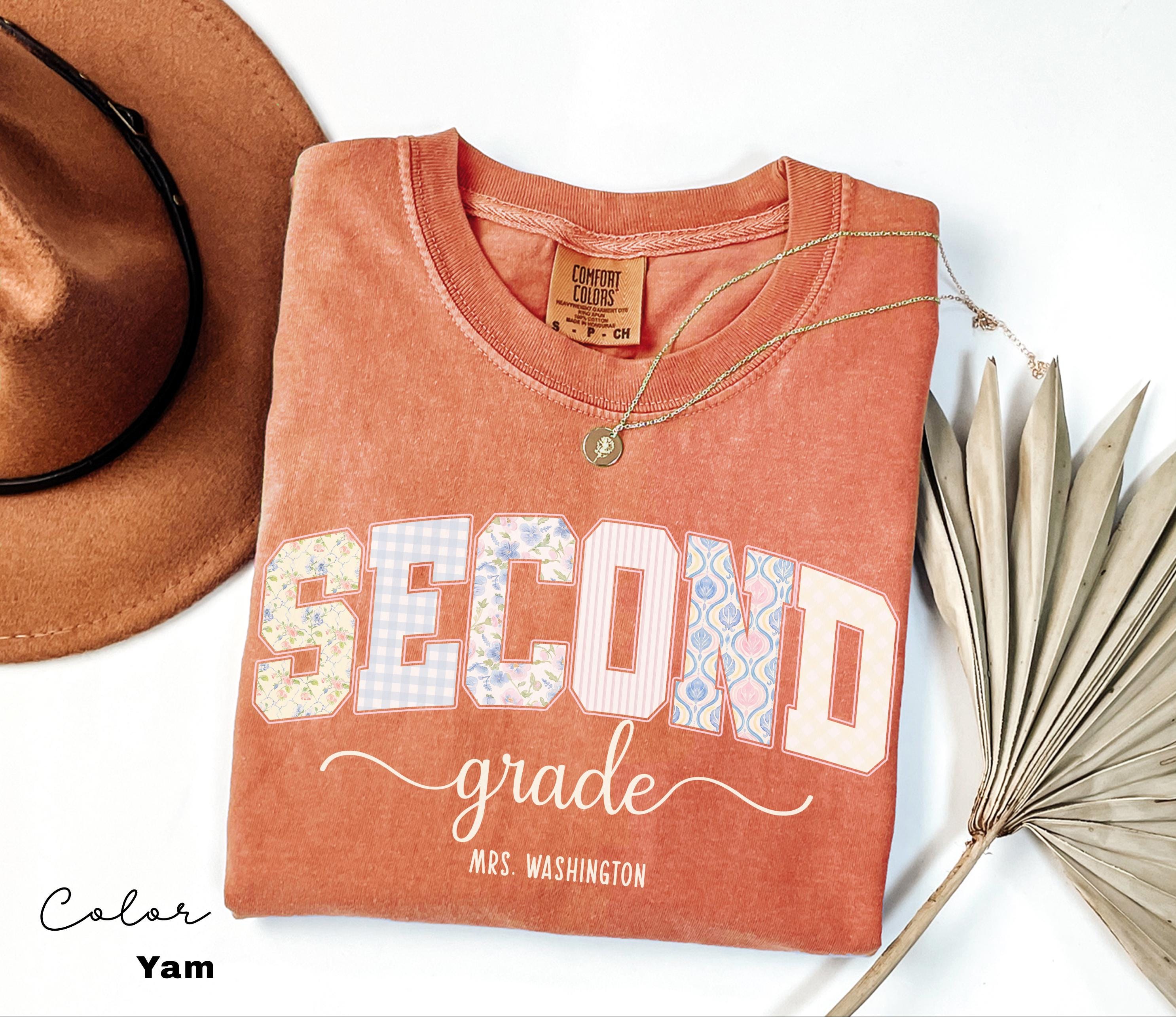 Custom Second Grade Teacher Shirt, Teacher Name Shirt, 2nd Grade Teacher Shirt, Second Grade Group Crew Shirt, Floral Teacher T-shirt