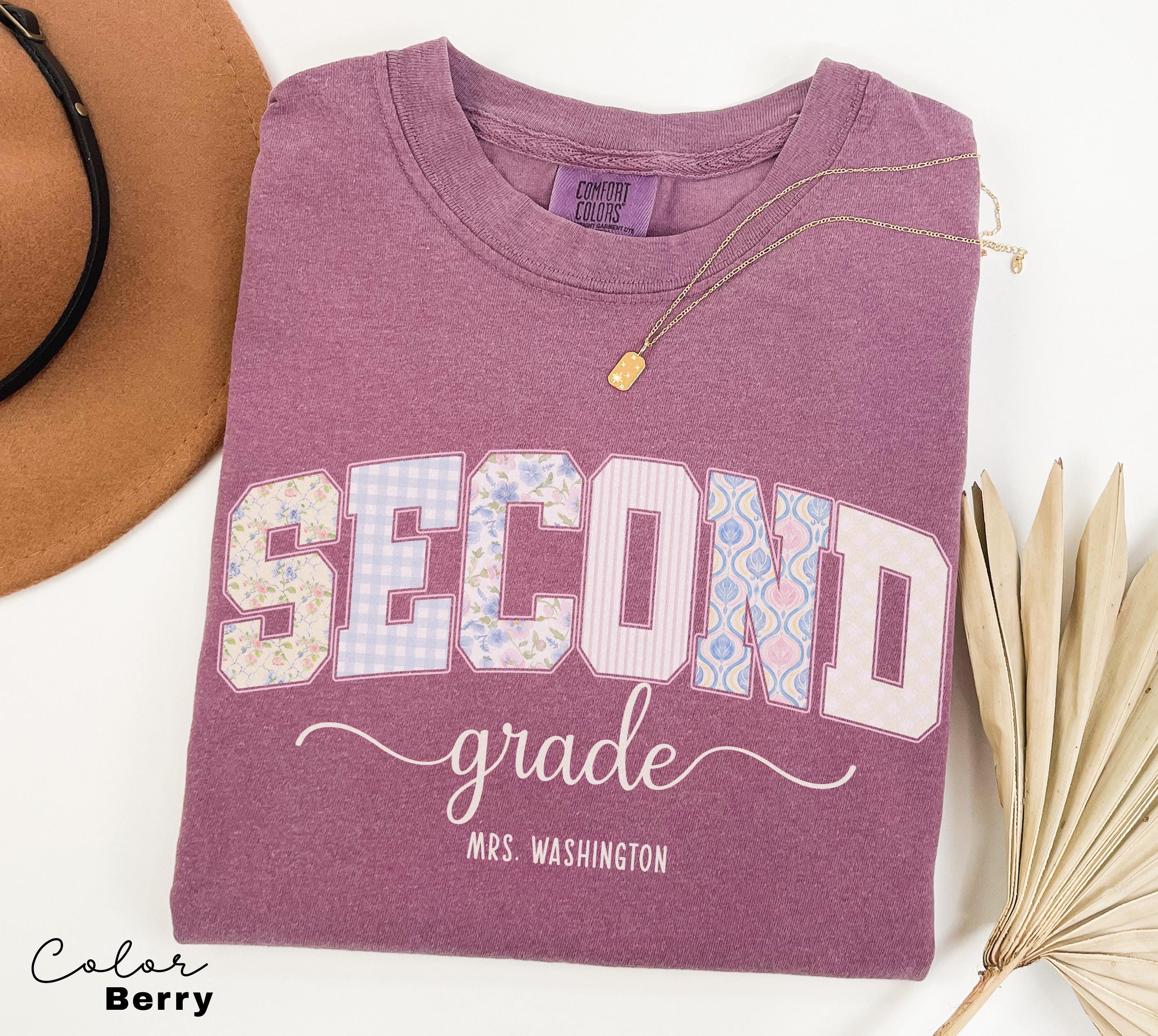 Custom Second Grade Teacher Shirt, Teacher Name Shirt, 2nd Grade Teacher Shirt, Second Grade Group Crew Shirt, Floral Teacher T-shirt