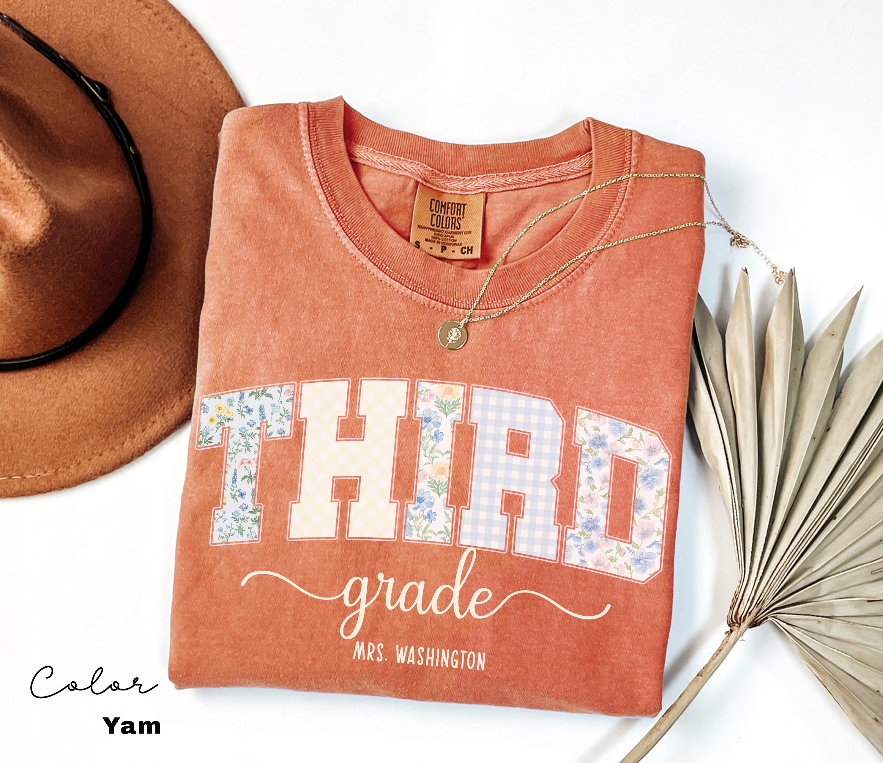 Custom Teacher Shirt, Third Grade Teacher, Teacher Name Shirt, 3rd Grade Teacher Shirt, Third Grade Crew Squad, Floral Teacher T-shirt