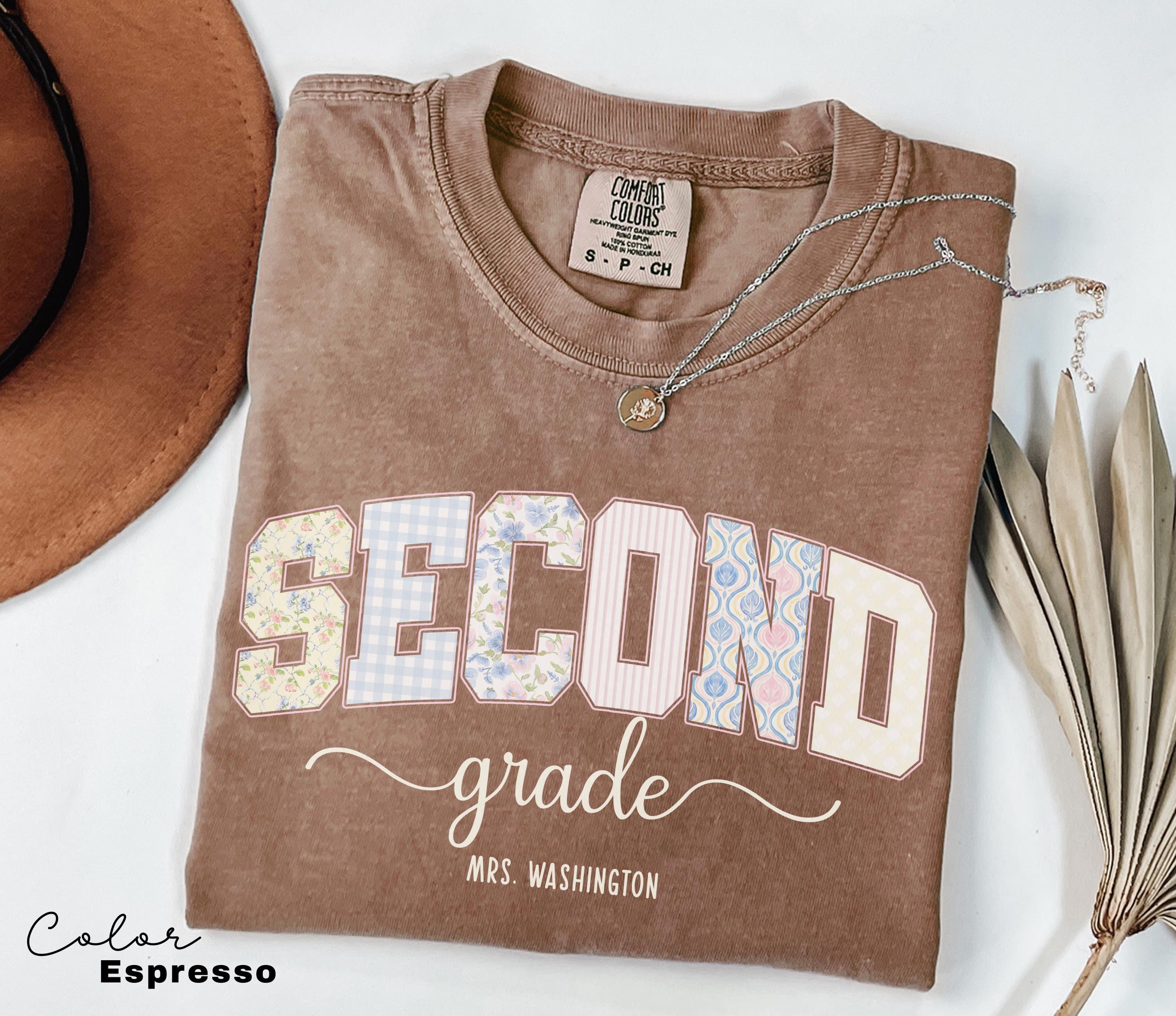 Custom Second Grade Teacher Shirt, Teacher Name Shirt, 2nd Grade Teacher Shirt, Second Grade Group Crew Shirt, Floral Teacher T-shirt