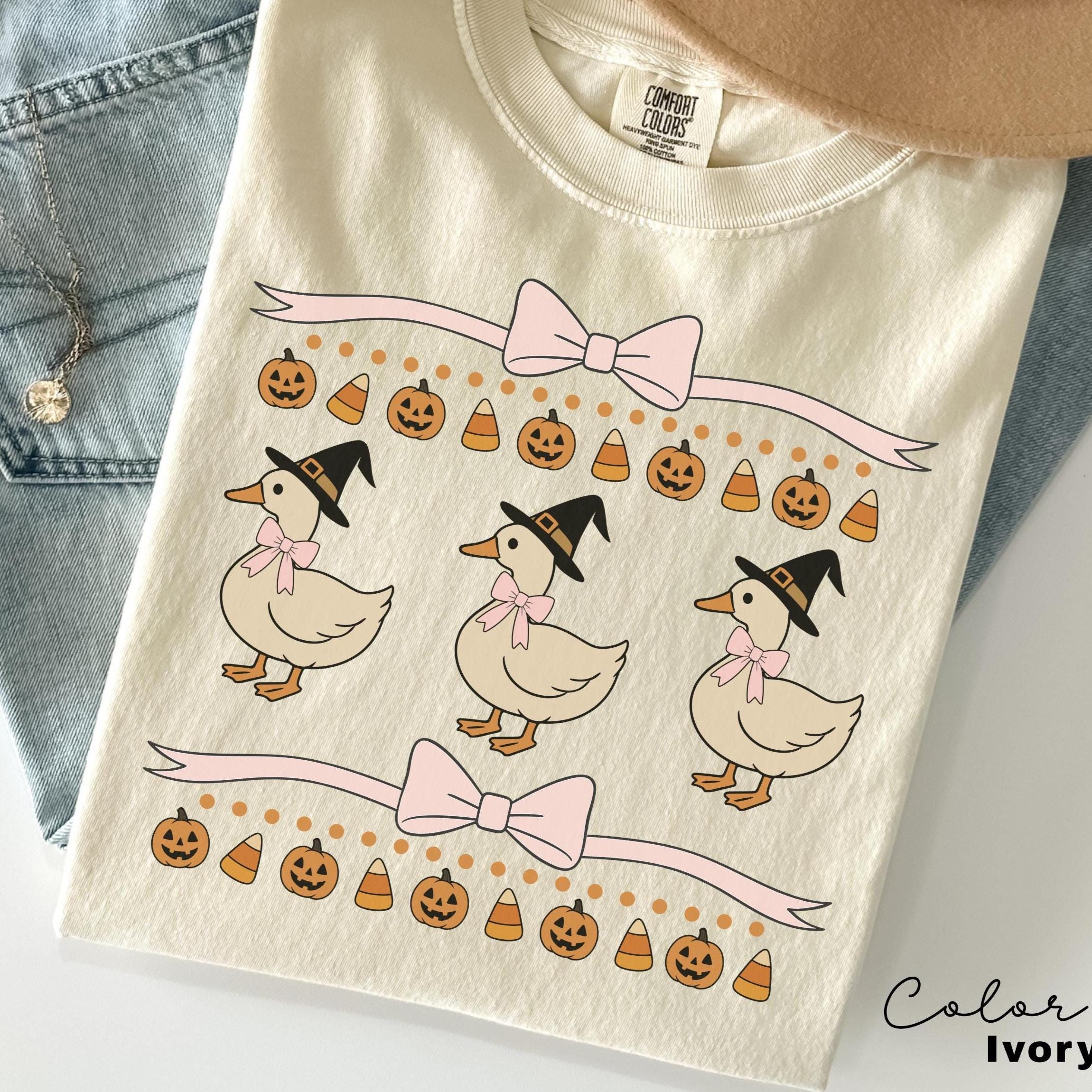 Halloween Coquette Goose Bow Shirt, Retro Goose Shirt, Cottagecore Halloween, Witch Goose, Funny Goose Tee, Trendy Halloween Gift,