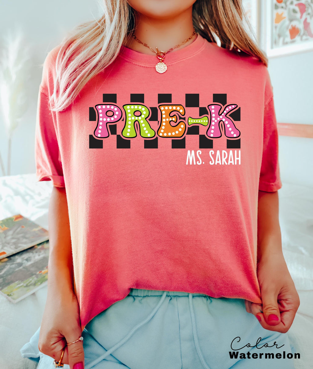 Pre-k Custom Teacher Name Shirt, Teacher Shirt, Gift For Teacher, Pre-K Teachers Shirt, Pre Shirt For Teacher, Back to School Shirt