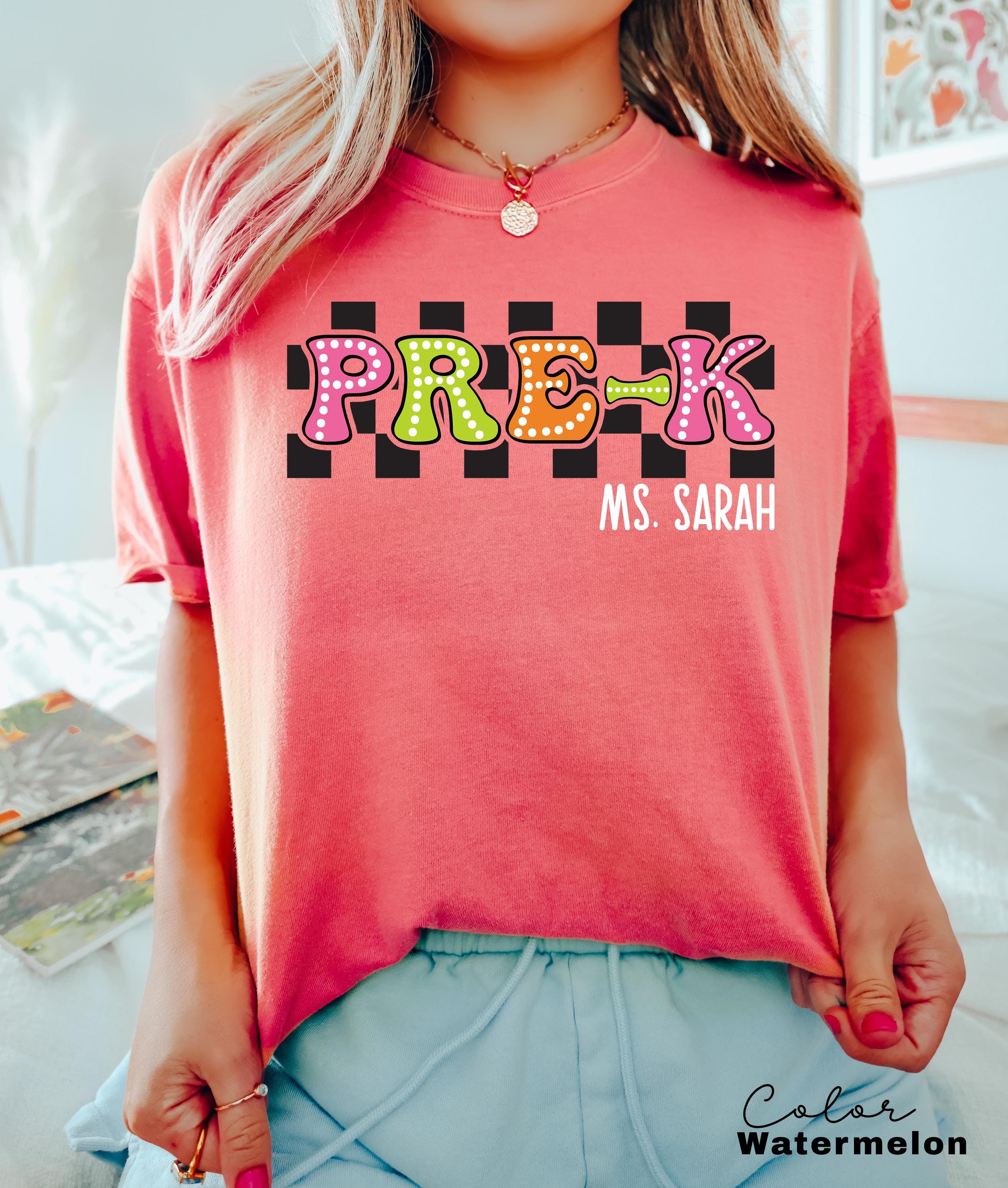 Pre-k Custom Teacher Name Shirt, Teacher Shirt, Gift For Teacher, Pre-K Teachers Shirt, Pre Shirt For Teacher, Back to School Shirt