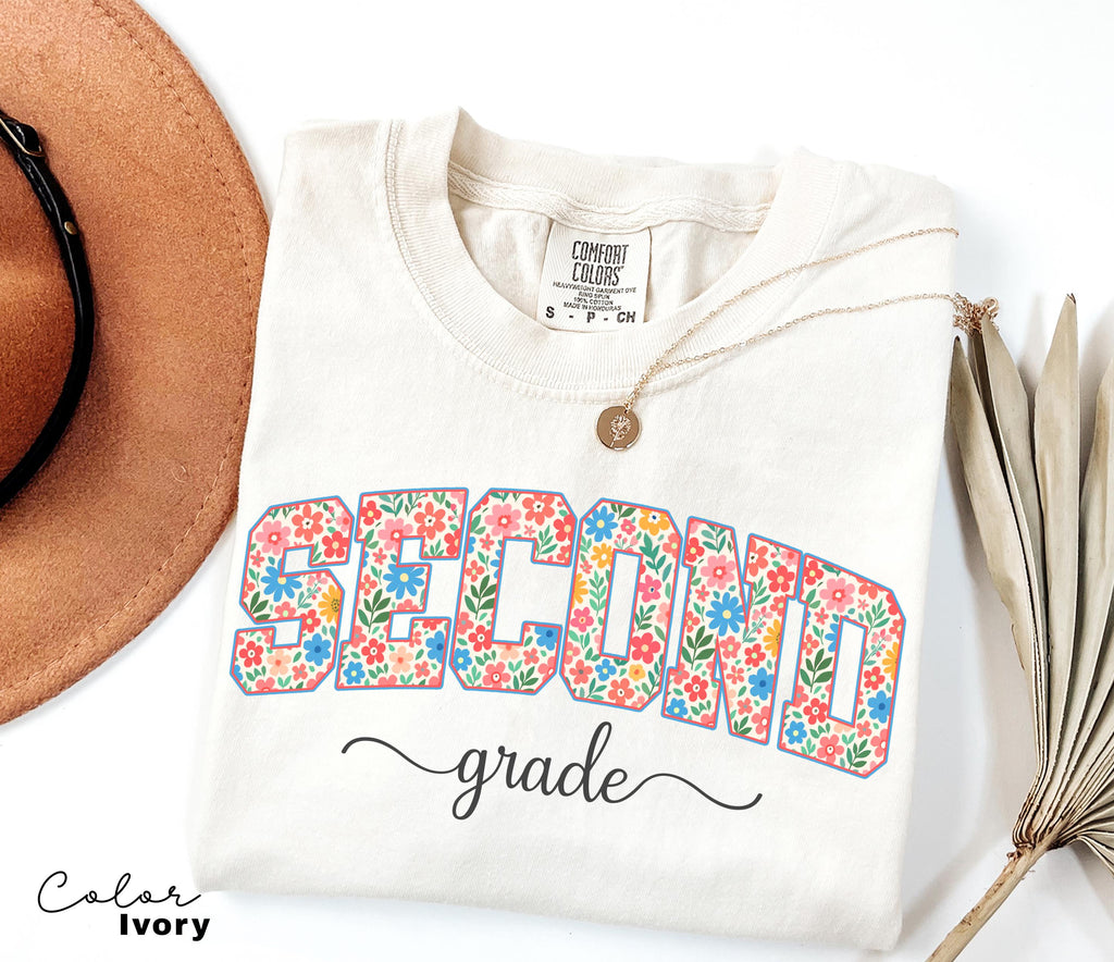 Comfort Colors Second Grade Teacher Shirt, Floral Teacher Shirt, Second Grade Teacher Team, 2nd Grade Teacher Shirt, First Grade Crew Squad
