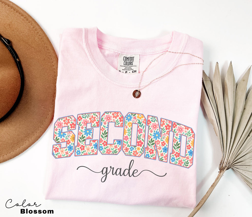 Comfort Colors Second Grade Teacher Shirt, Floral Teacher Shirt, Second Grade Teacher Team, 2nd Grade Teacher Shirt, First Grade Crew Squad