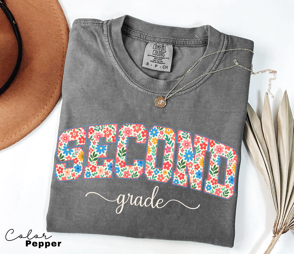 Comfort Colors Second Grade Teacher Shirt, Floral Teacher Shirt, Second Grade Teacher Team, 2nd Grade Teacher Shirt, First Grade Crew Squad