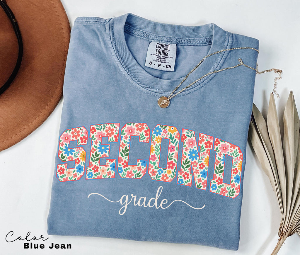 Comfort Colors Second Grade Teacher Shirt, Floral Teacher Shirt, Second Grade Teacher Team, 2nd Grade Teacher Shirt, First Grade Crew Squad