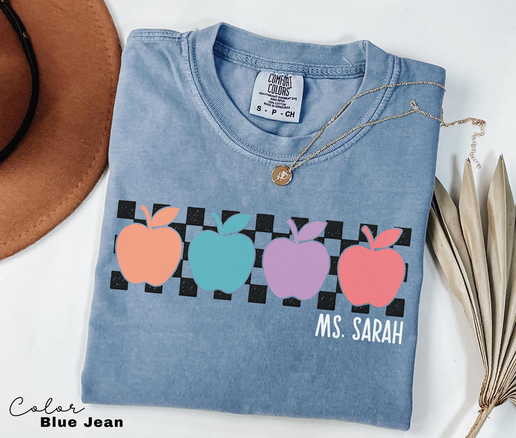 Custom Name Personalized Teacher Shirt, Teacher Group, Apple T-Shirt, Comfort Colors Teacher Shirt, Back to School, First Second Third Grade