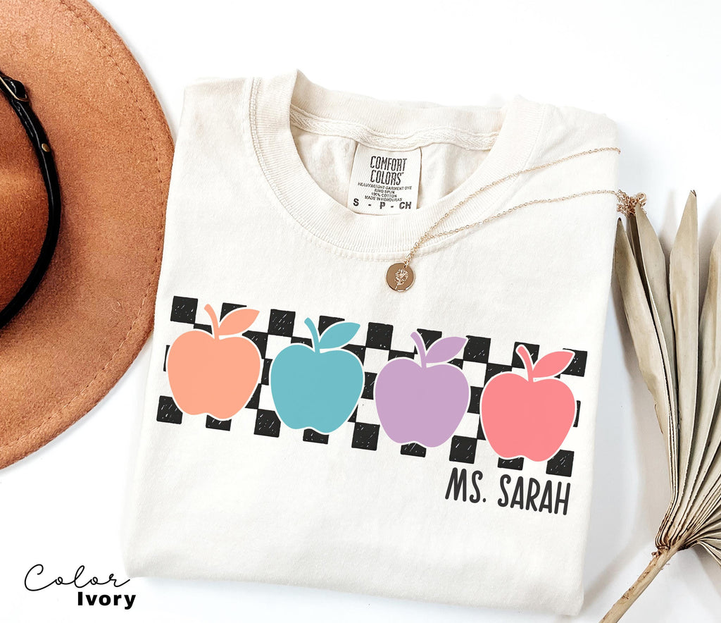 Custom Name Personalized Teacher Shirt, Teacher Group, Apple T-Shirt, Comfort Colors Teacher Shirt, Back to School, First Second Third Grade