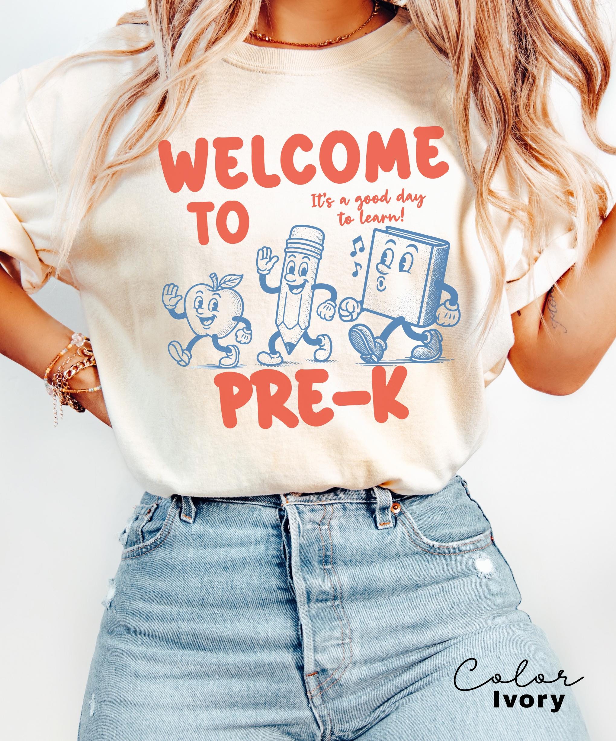 Comfort Colors Retro Pre-K Teacher Shirt, Welcome to Pre-K, Pre-K Teacher Group, Preschool Crew, PreK Its a Good Day to Learn, First Day